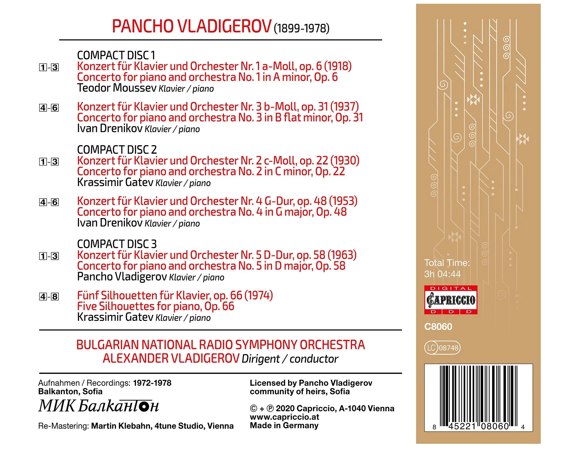 Vladigerov: Piano Concertos Nos. 1-5 / Bulgarian National Radio Symphony - Image 2