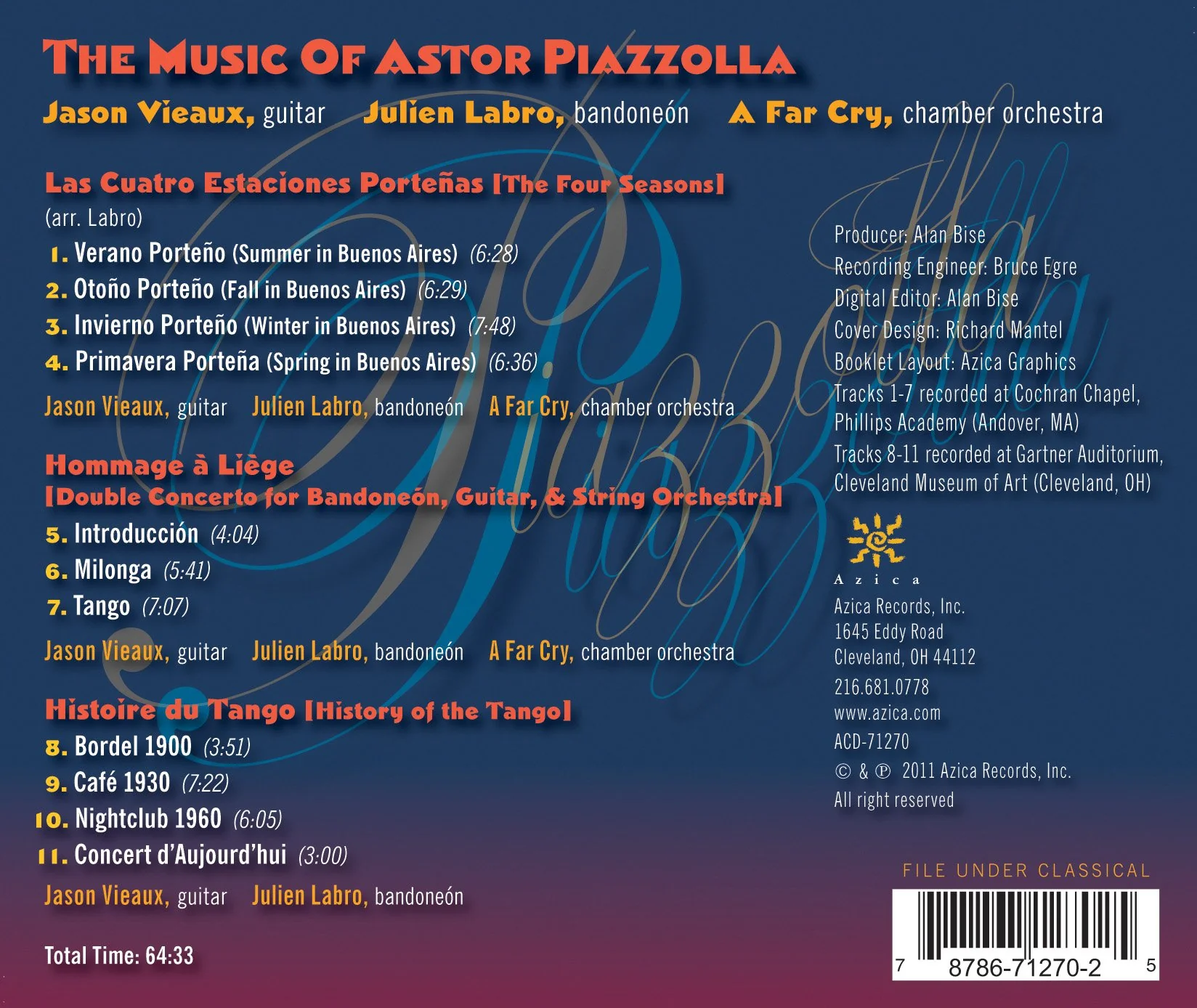 Piazzolla / Vieaux, Labro, A Far Cry Chamber Orchestra - Image 2