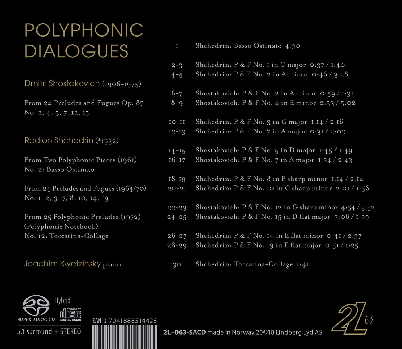 Polyphonic Dialogues - Shostakovich, Shchedrin / Joachim Kwetzinsky - Image 2