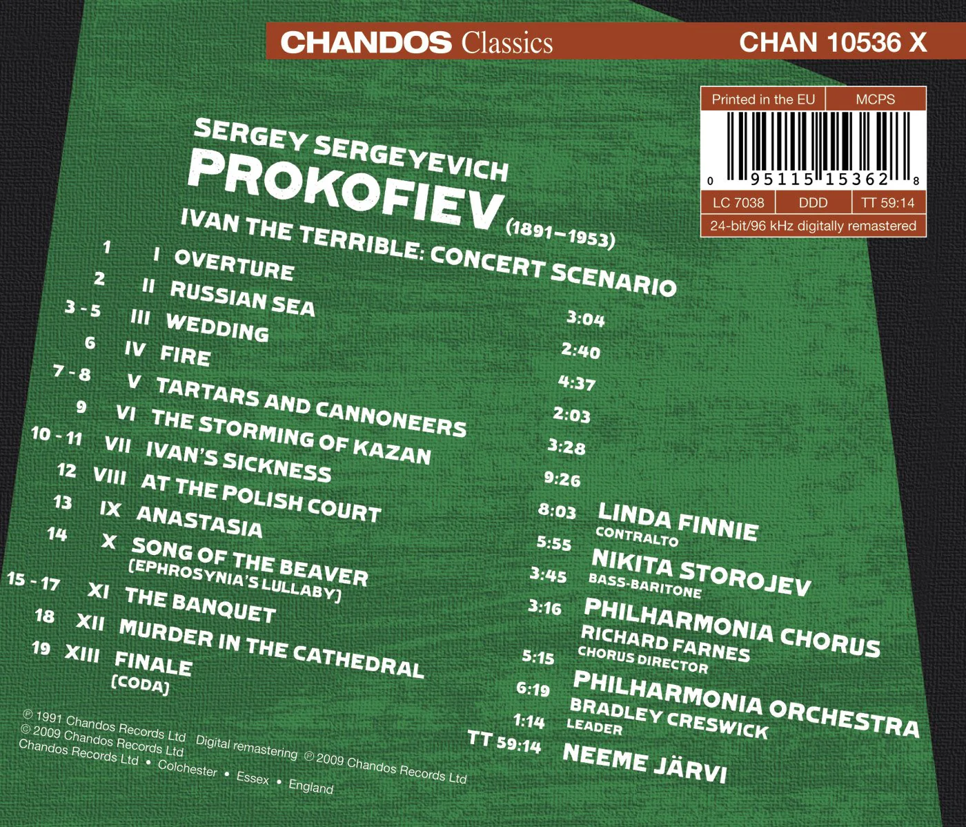 Prokofiev: Ivan The Terrible / Neeme Jarvi, Philharmonia Orchestra, Et Al - Image 2