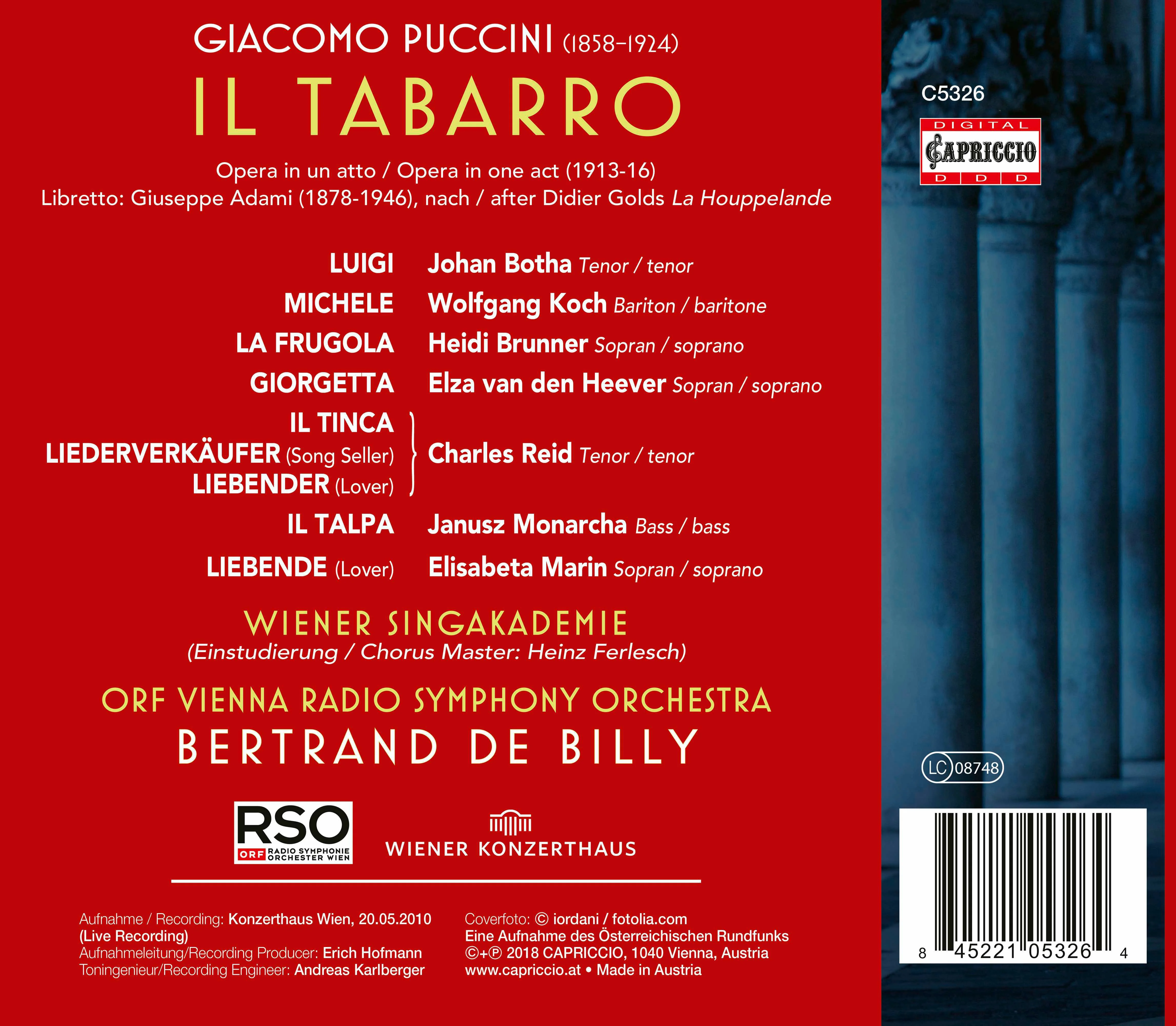 Puccini: Il tabarro / De Billy, ORF Vienna Radio Symphony - Image 2