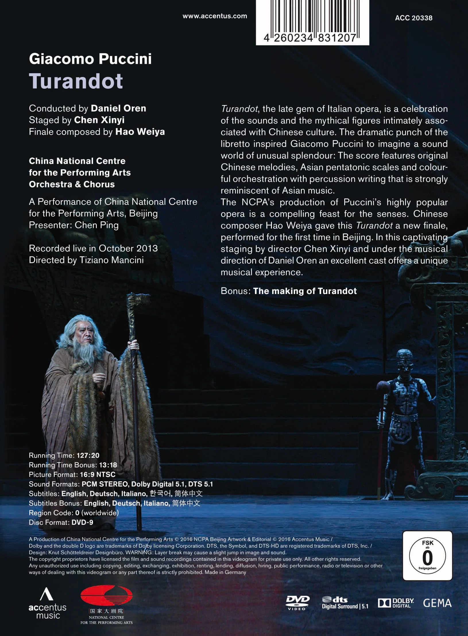 Puccini & Weiya: Turandot / Oren, China NCPA Orchestra [DVD] - Image 2