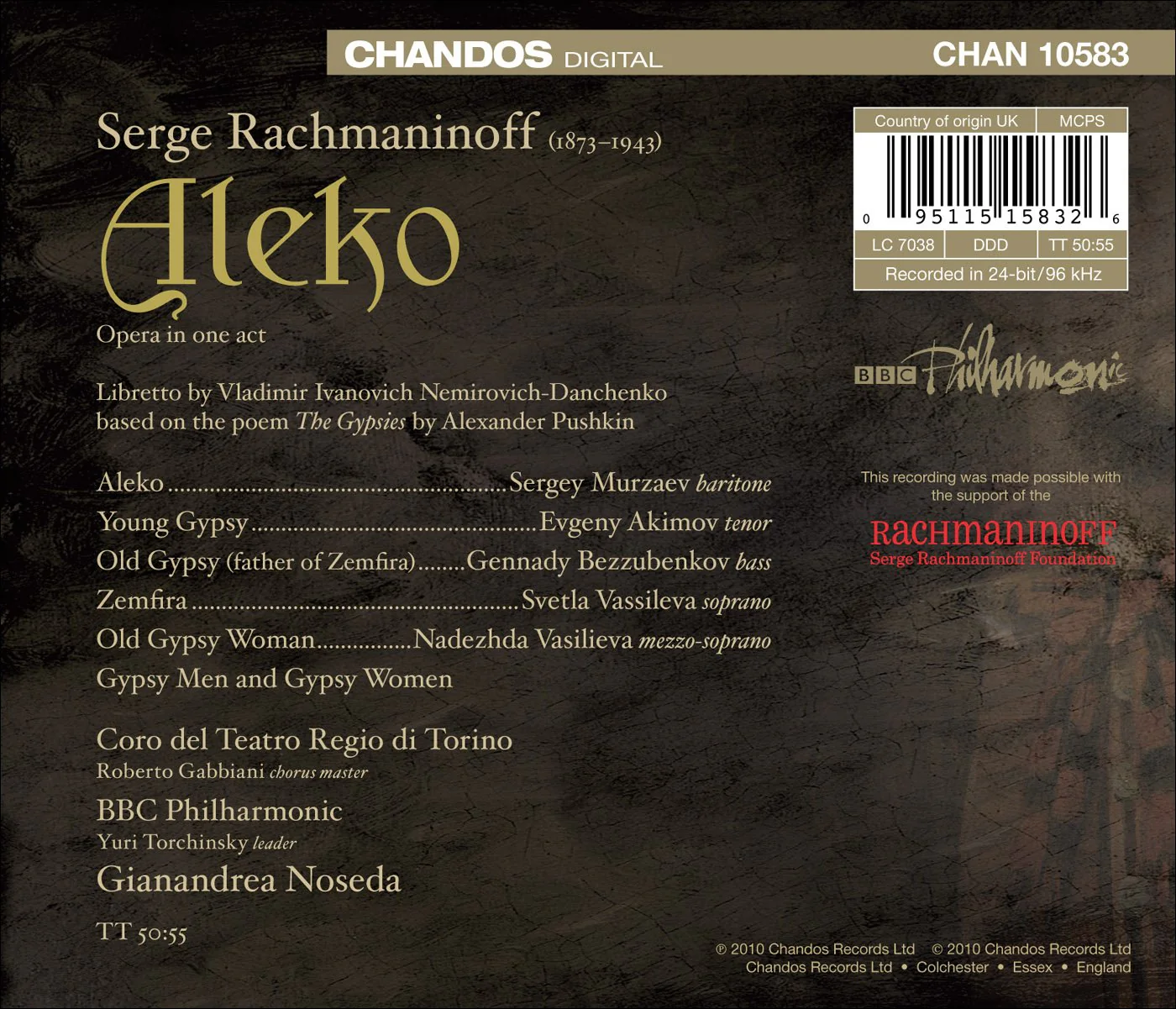 Rachmaninov: Aleko / Noseda, Murzaev, Akimov, BBC Philharmonic - Image 2