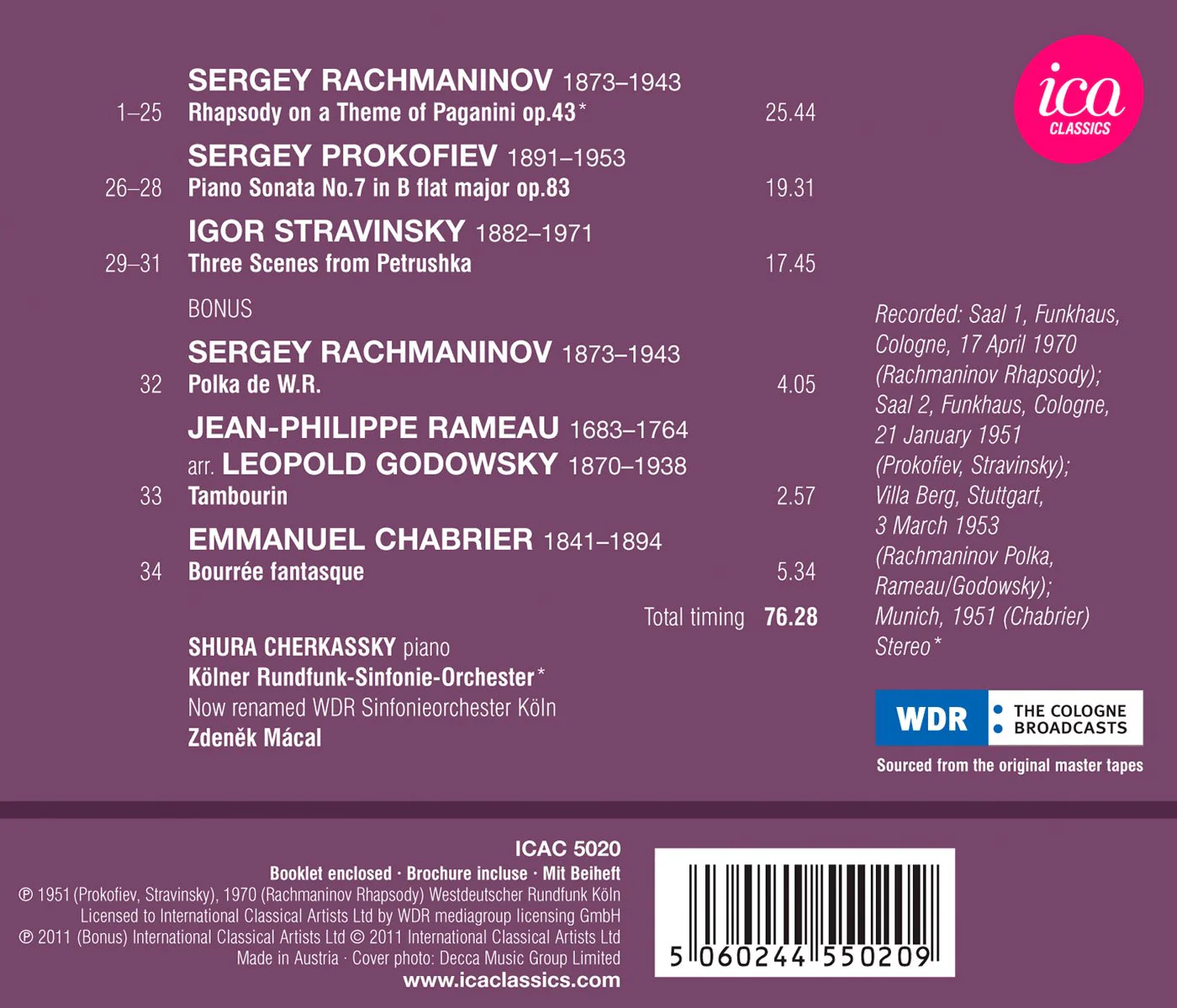 Rachmaninov: Rhapsody On A Theme Of Paganini; Prokofiev: Piano Sonata No. 7; Stravinsky: Three Scenes From Petruschka - Image 2