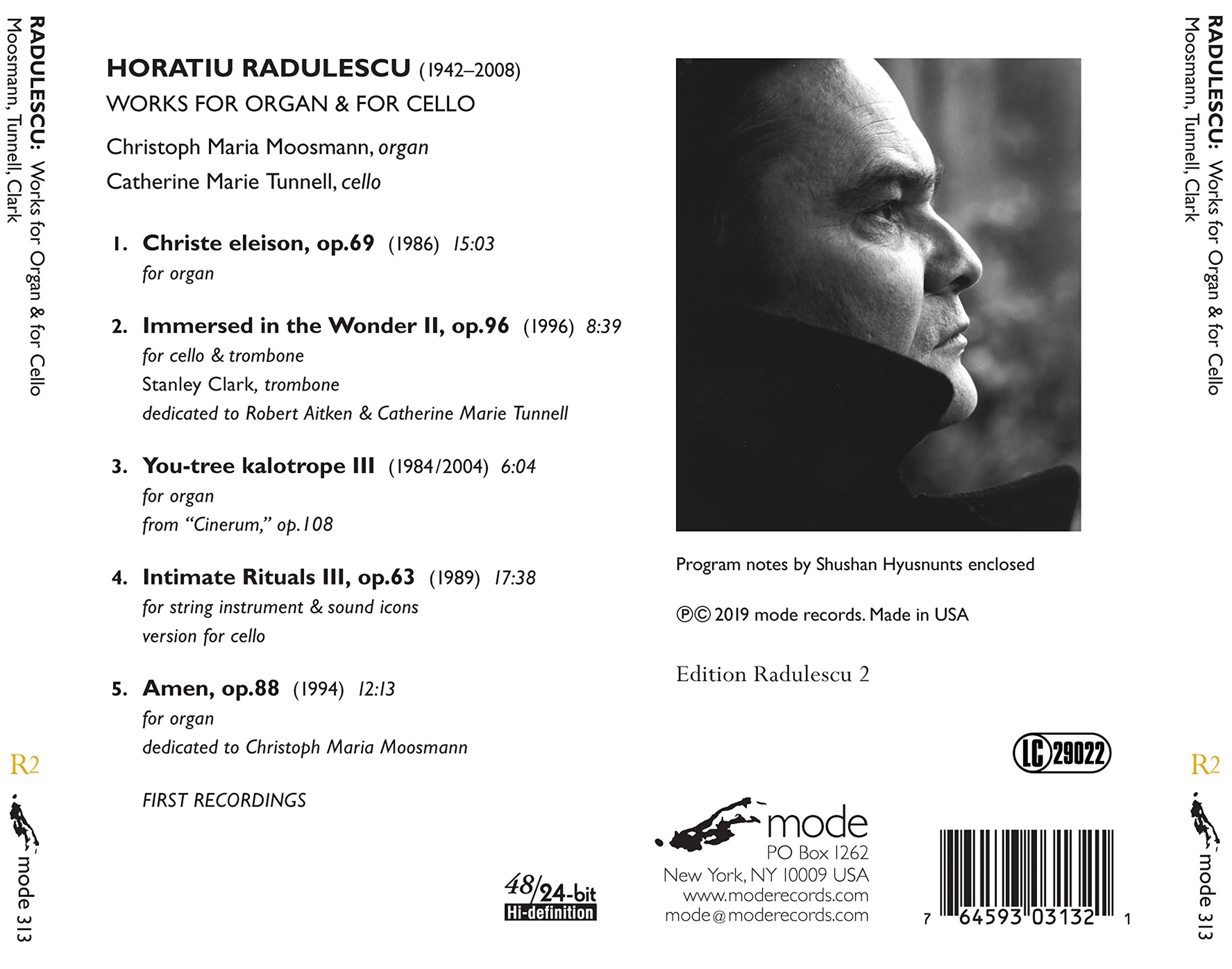 Radulescu: Works for Organ & for Cello / Moosman, Clark, Tunnell - Image 2