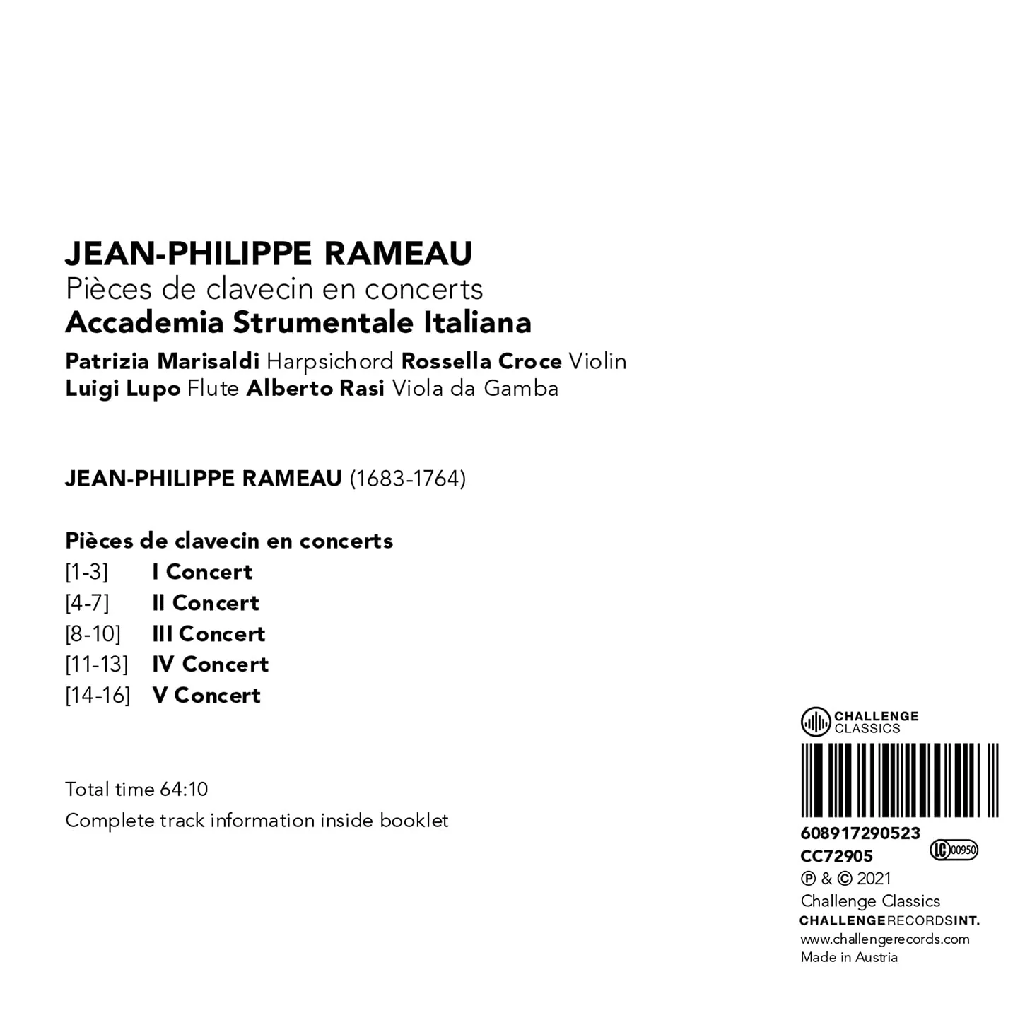 Rameau: Pieces de clavecin en concerts / Accademia Strumentale Italiana - Image 2