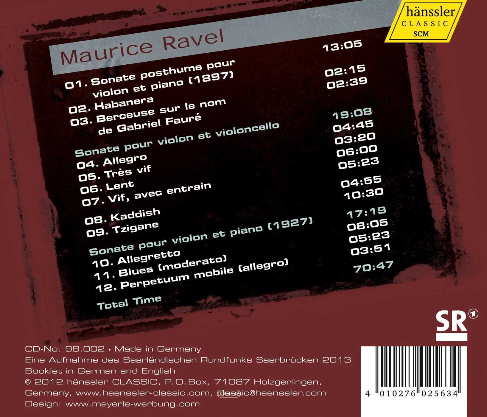 Ravel: Sämtliche Werke fur Klavier und Violine - Image 2