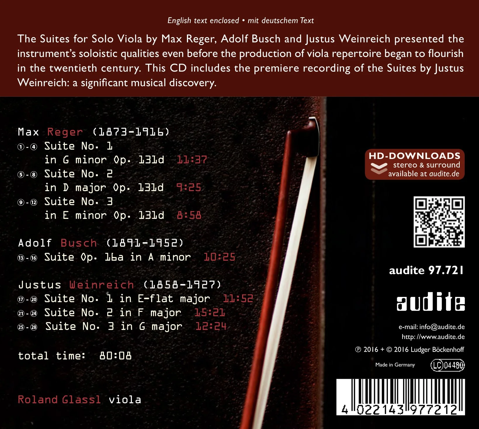 Reger - Busch - Weinreich: Suites for Viola - Image 2