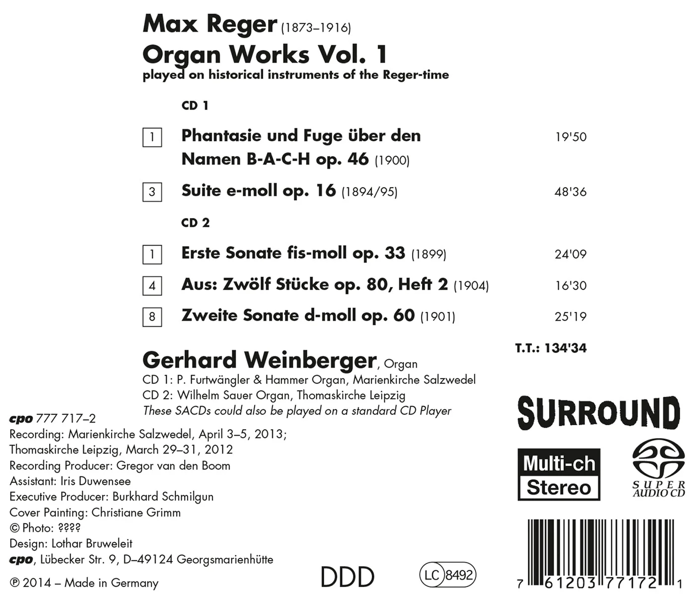 Reger: Organ Works, Vol. 1 / Gerhard Weinberger - Image 2