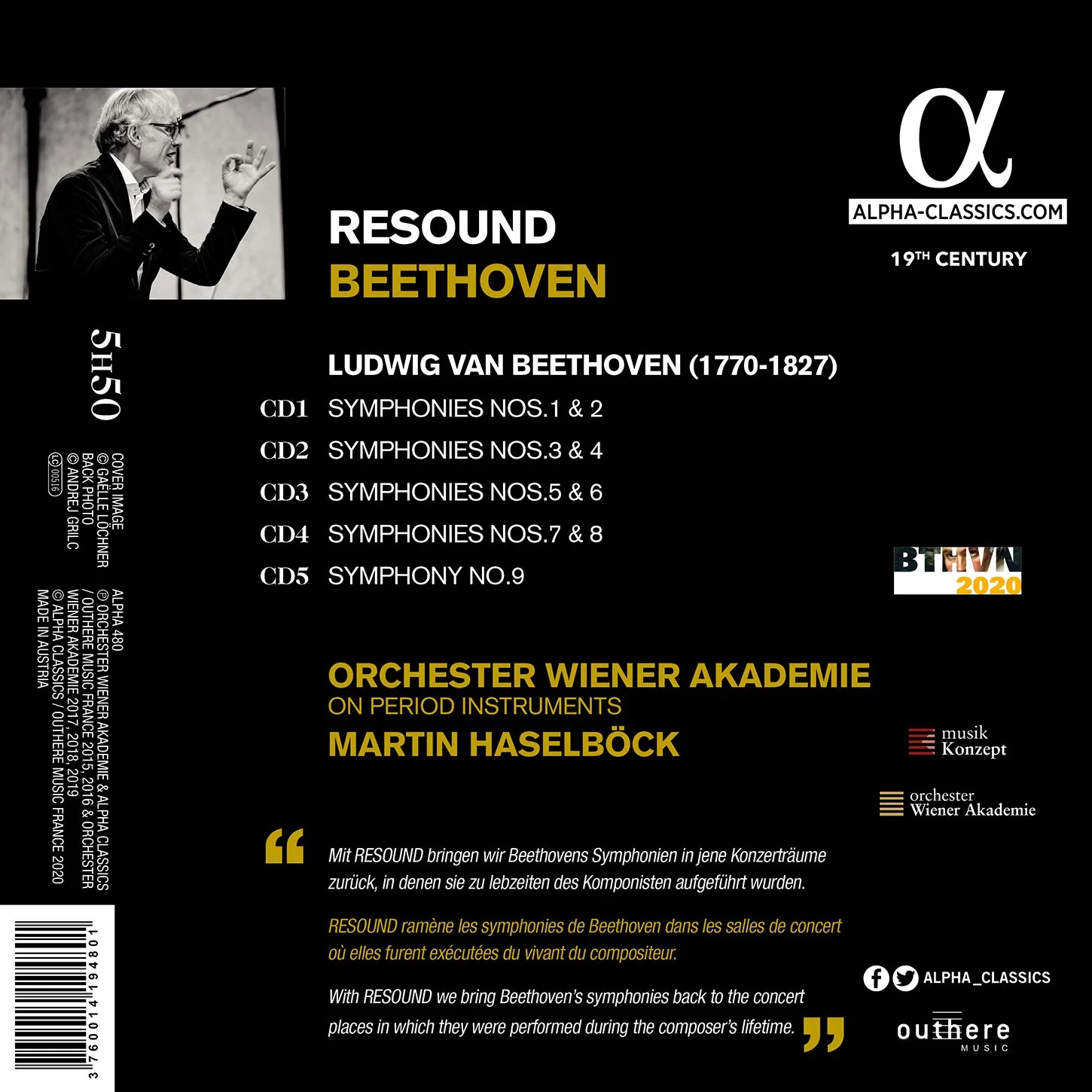 Beethoven: Symphonies Nos. 1-9 / Haselböck, Vienna Academy Orchestra (Complete RESOUND) - Image 2