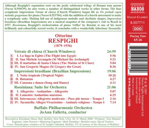 Respighi: Church Windows, Brazilian Impressions, Rossiniana / Falletta, Buffalo PO - Image 2