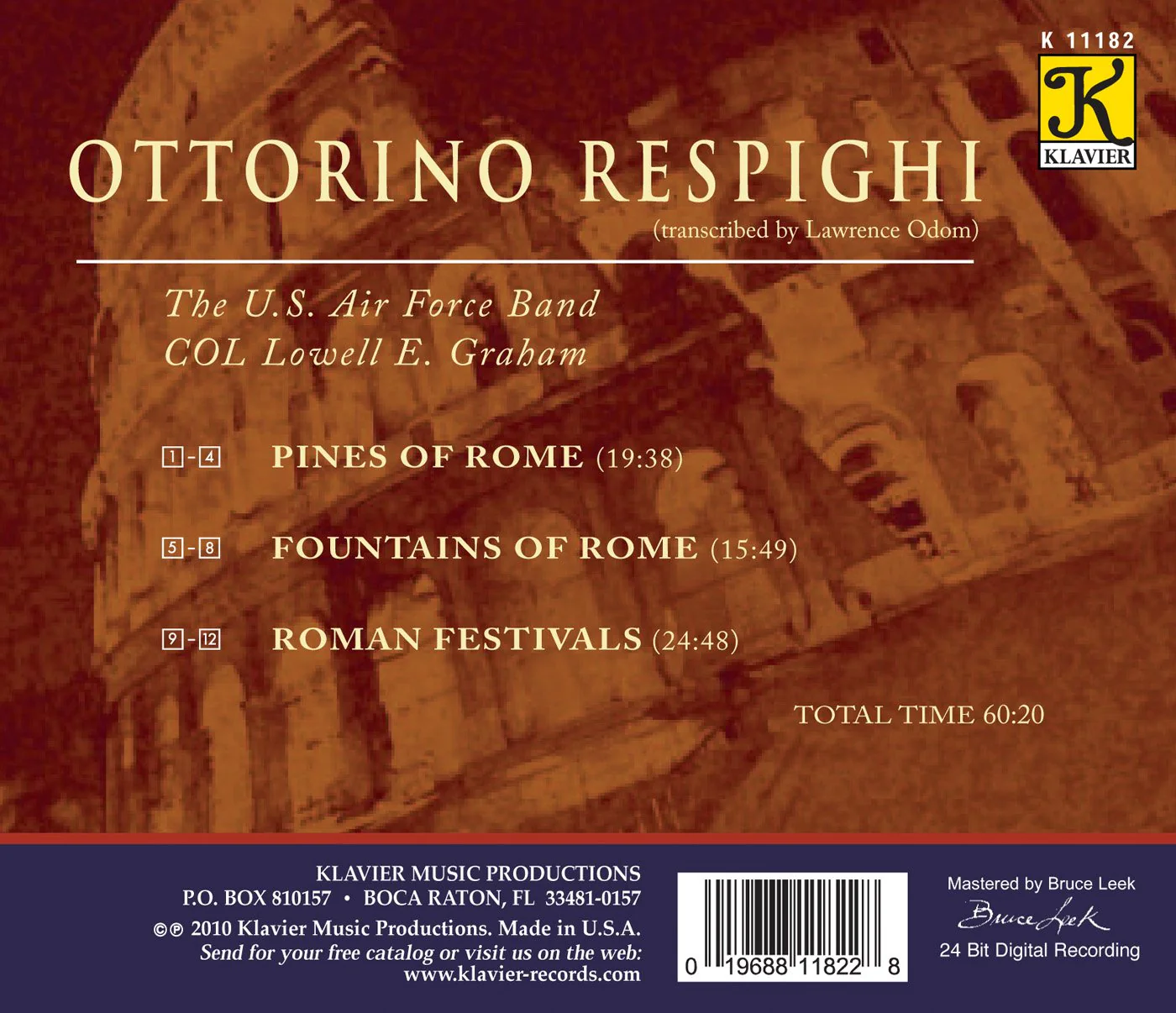 Respighi: Fountains Of Rome, Pines Of Rome, Roman Festivals / Graham, US Air Force Band - Image 2