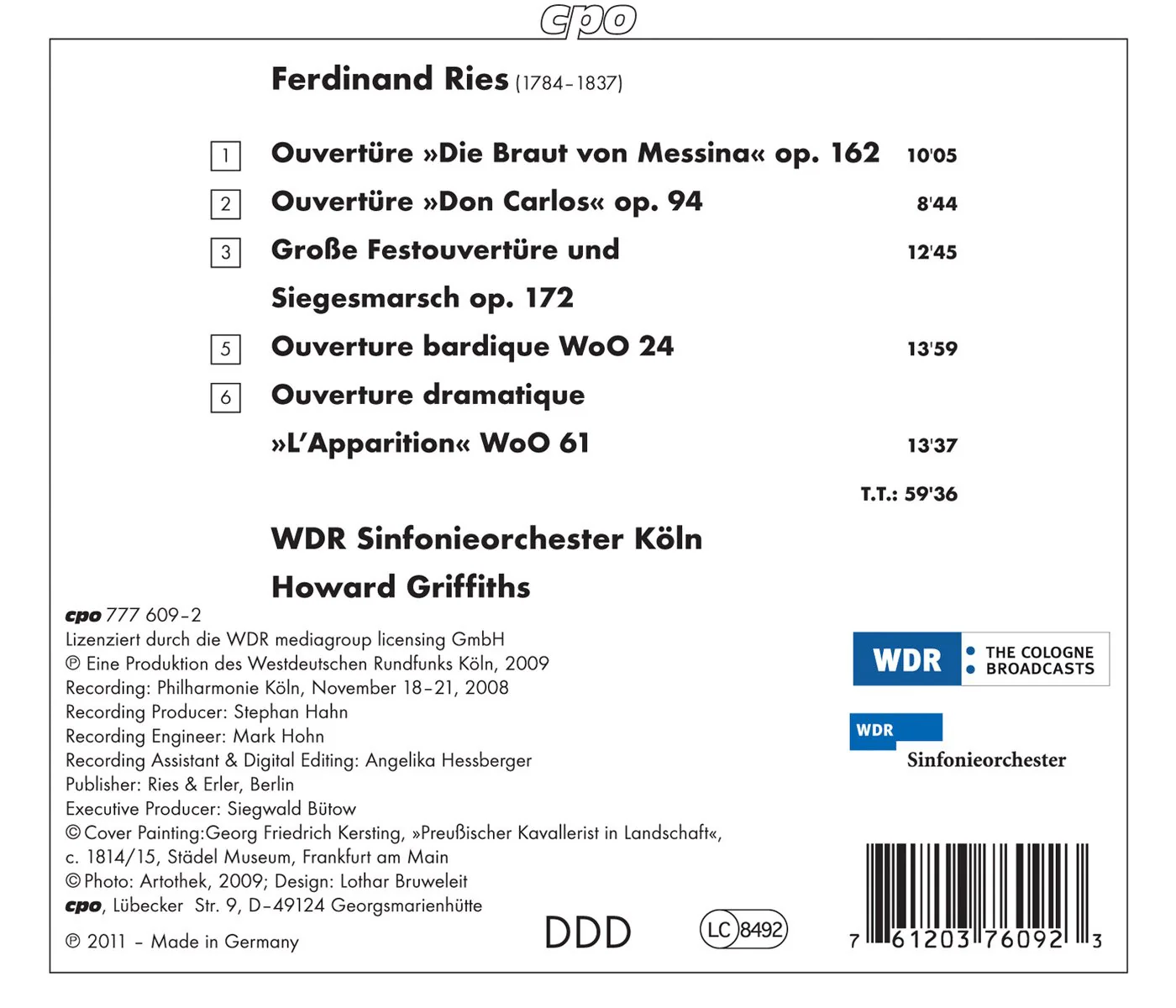 Ries: Concert Overtures / Griffiths, WDR Sinfonieorchester Koln - Image 2