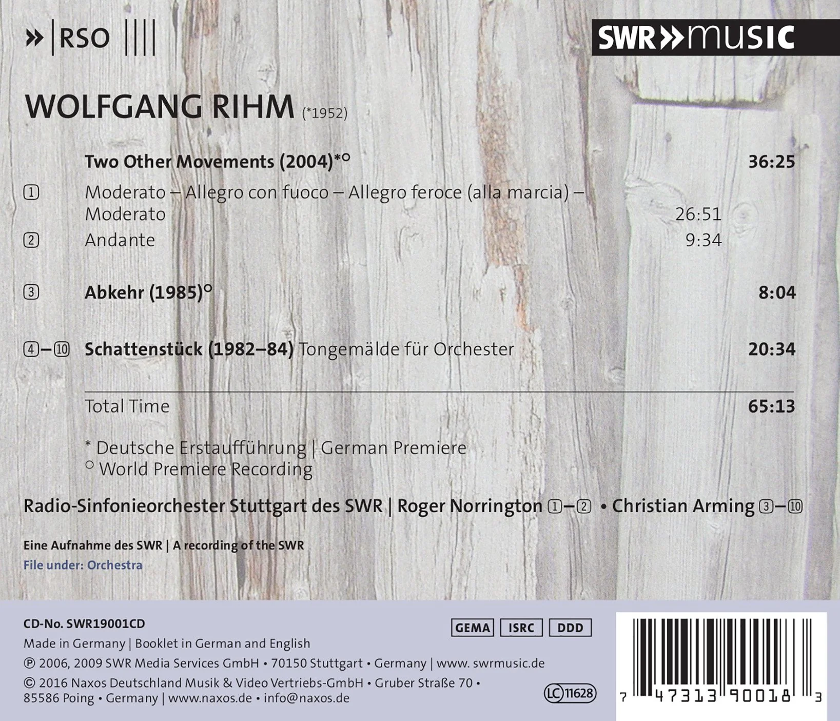 Rihm: 2 Other Movements, Abkehr & Schattenstück - Image 2