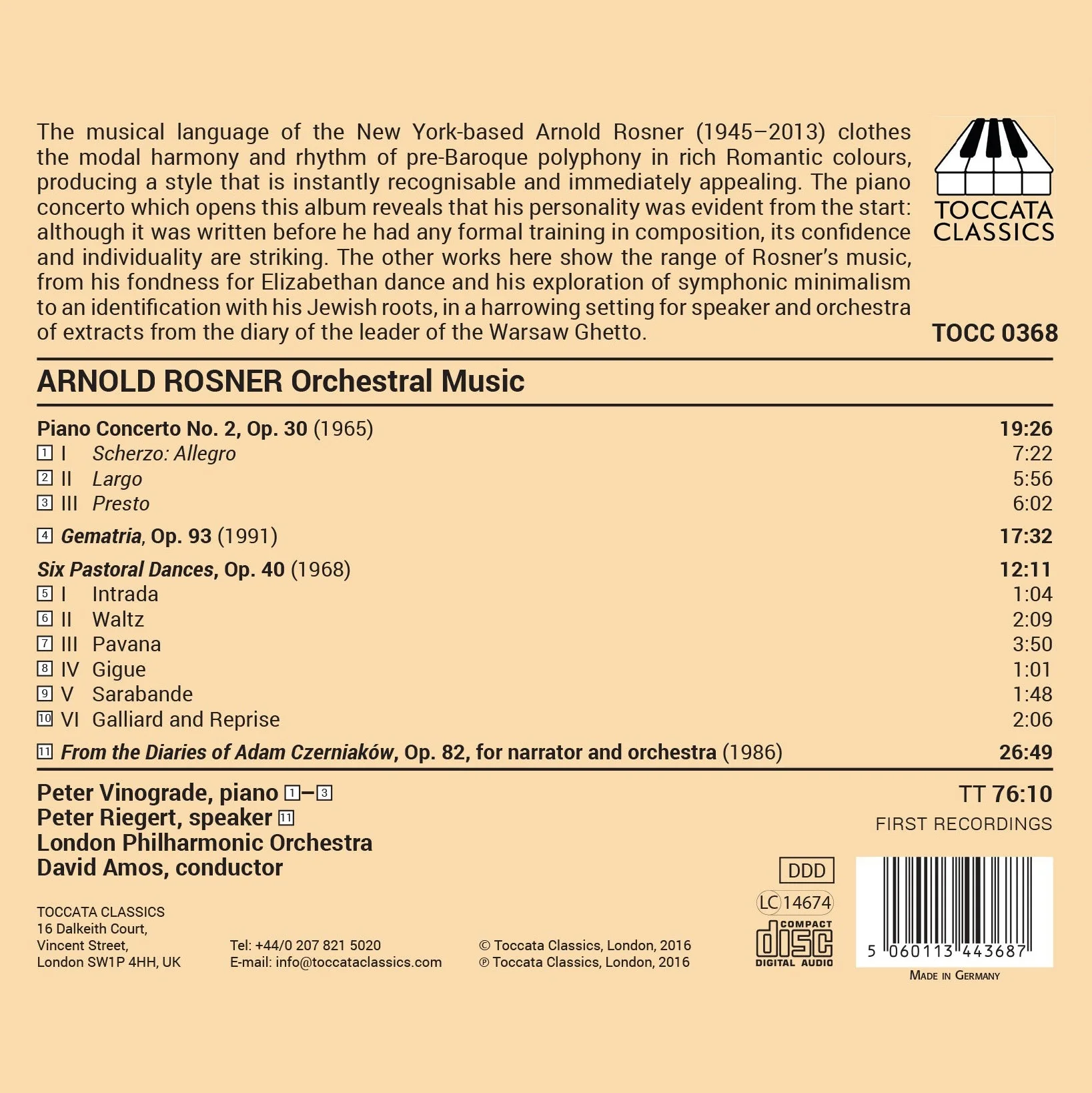 Rosner: Orchestral Music / Amos, London Philharmonic - Image 2