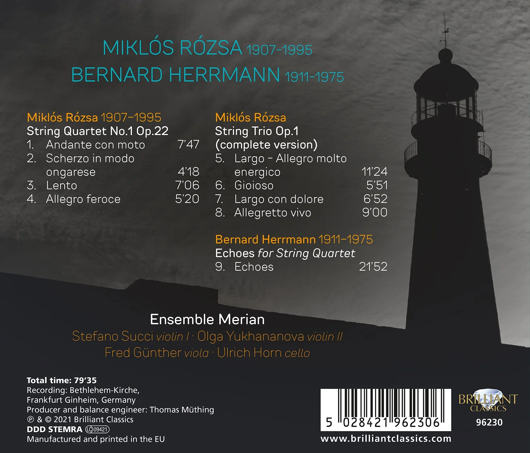 Rózsa & Herrmann: Music for String Quartet / Ensemble Merian - Image 2
