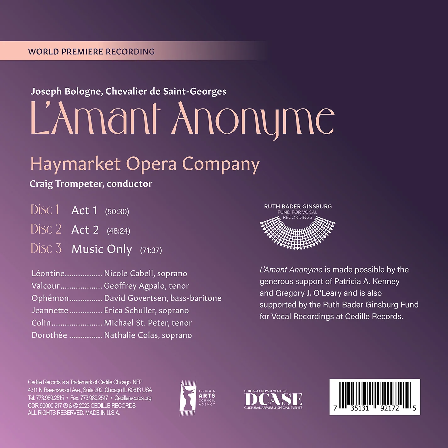 Saint-Georges: L'Amant Anonyme / Haymarket Opera Company - Image 2