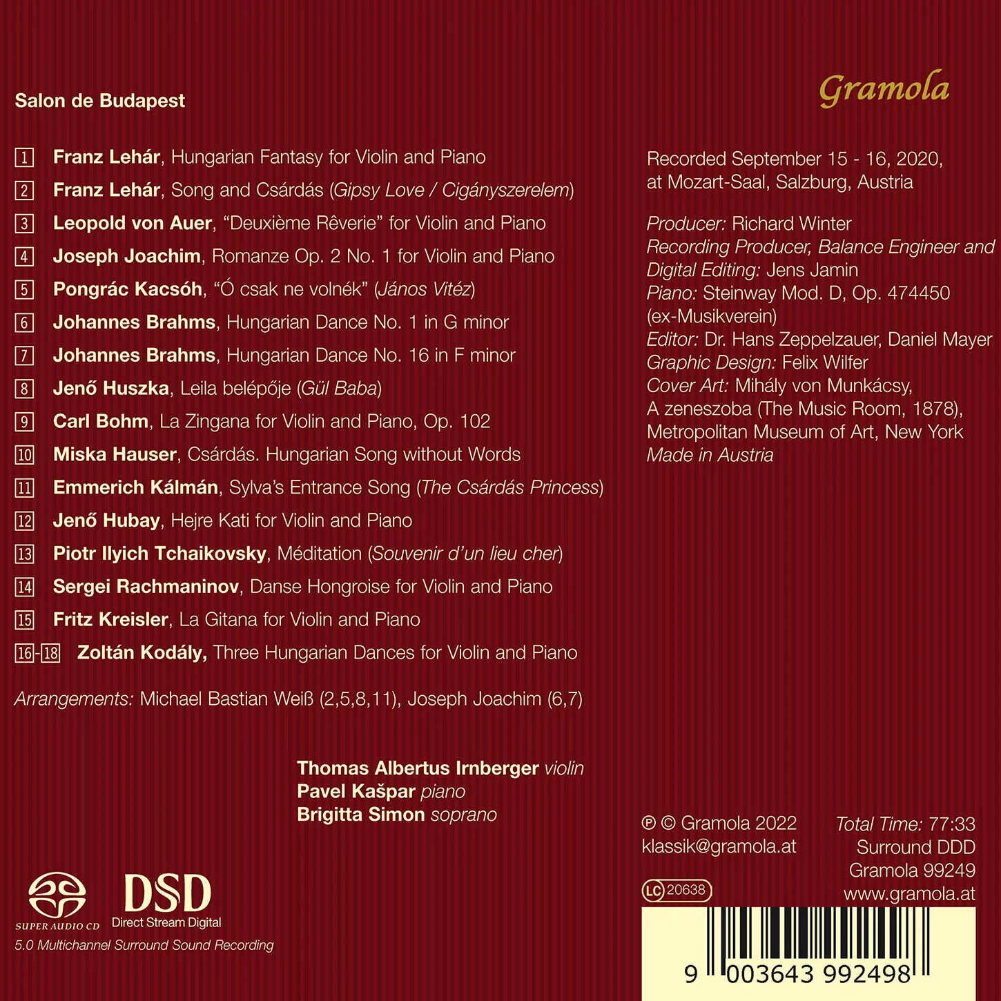 Lehár, Brahms, Kálmán et al: Salon de Budapest / Irnberger, Kašpar - Image 2