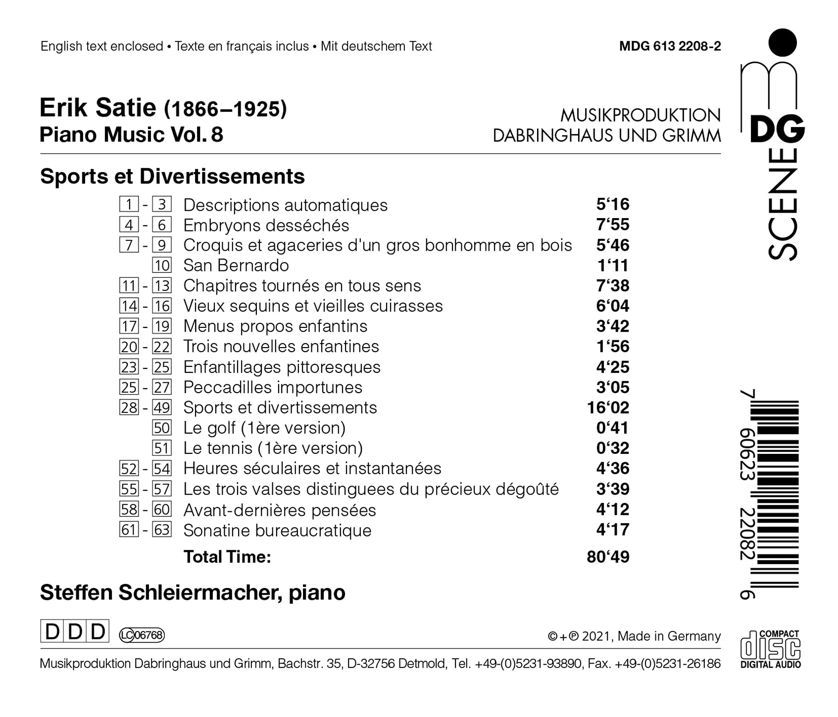 Satie: V8 - Piano Music / Schleiermeier - Image 2