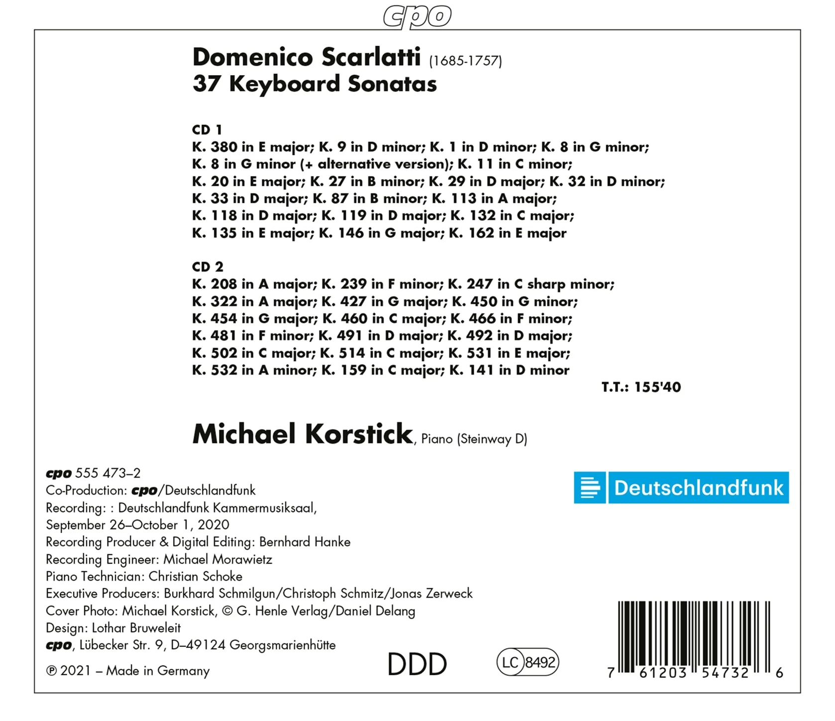 Scarlatti: 37 Keyboard Sonatas / Korstick - Image 2