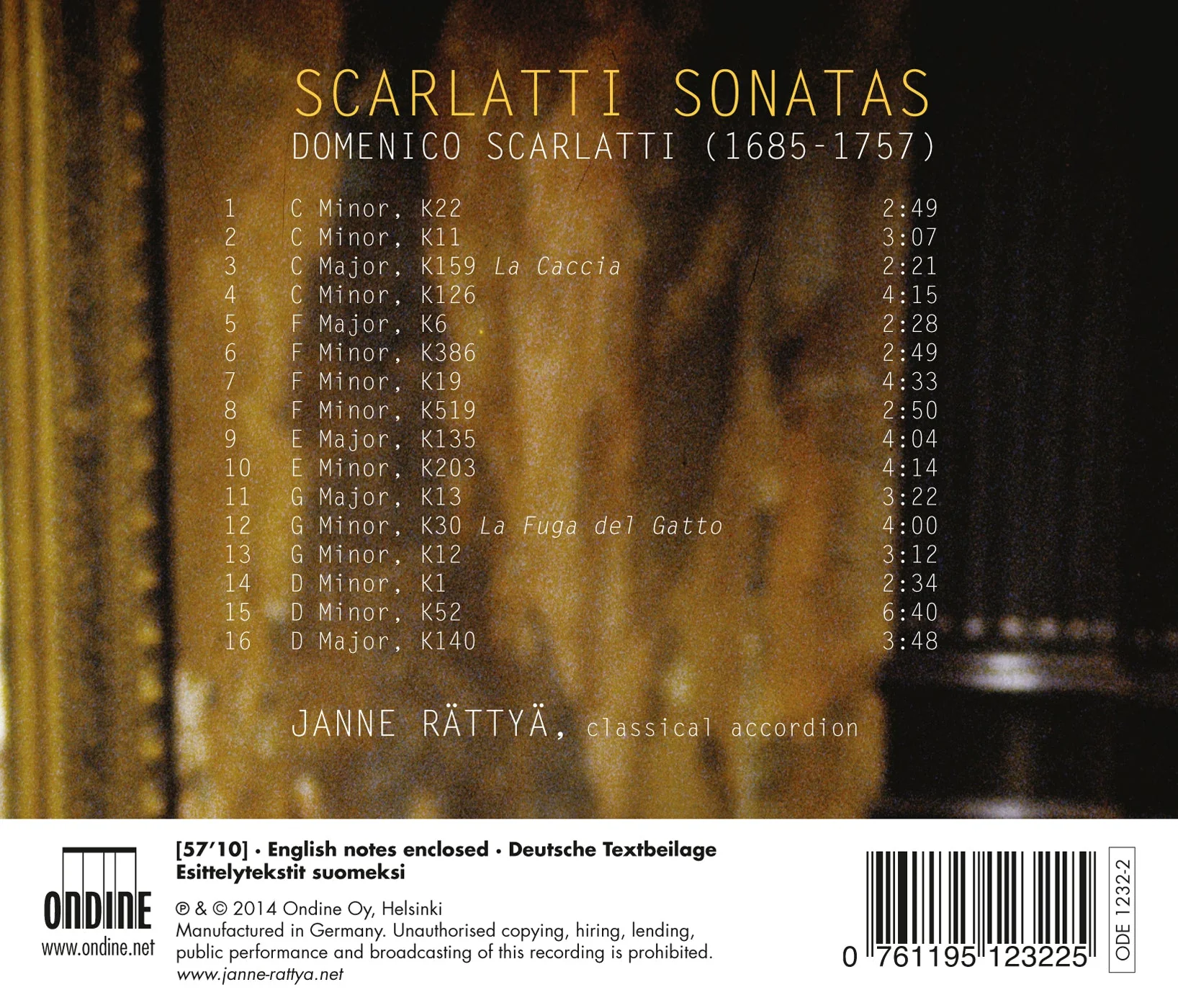 Scarlatti: Sonatas (Arranged For Accordion) / Janne Rattya - Image 2
