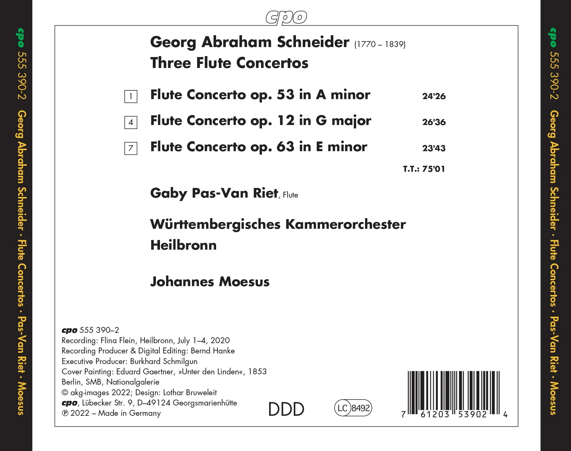 Schneider: Three Flute Concertos / Riet, Moesus, Württembergisches Kammerorchester Heilbronn - Image 2