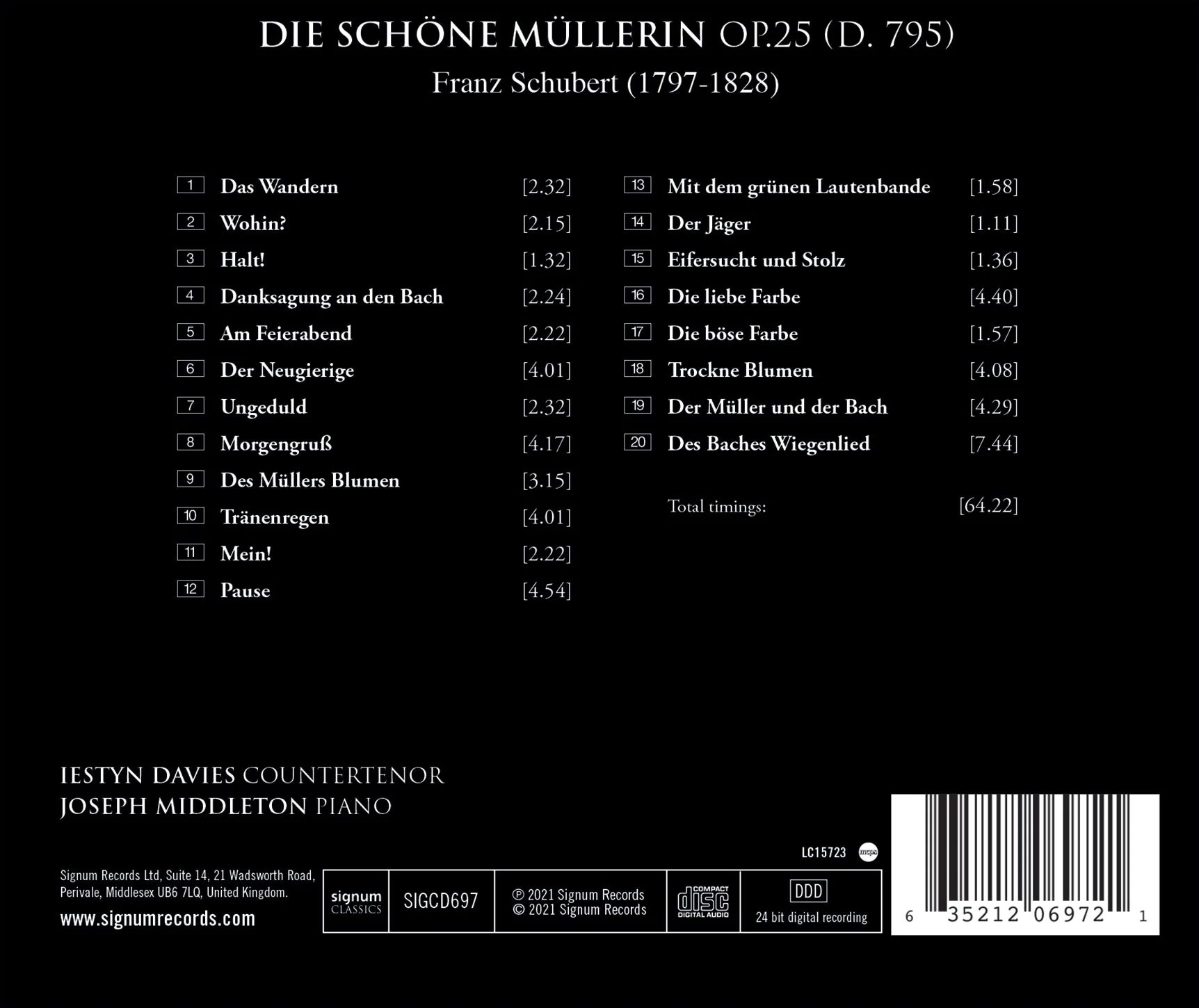 Schubert: Die schöne Müllerin / Davies, Middleton - Image 2