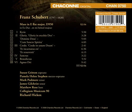 Schubert: Mass In E Flat / Hickox, Collegium Musicum 90 - Image 2