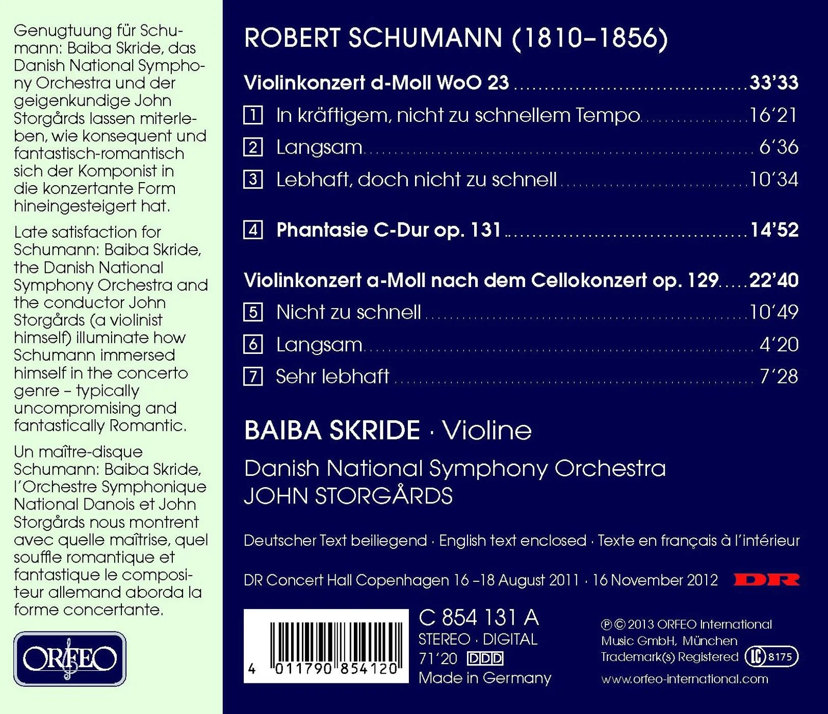 Schumann: Violin Concertos / Skride, Storgårds, Danish National Symphony - Image 2