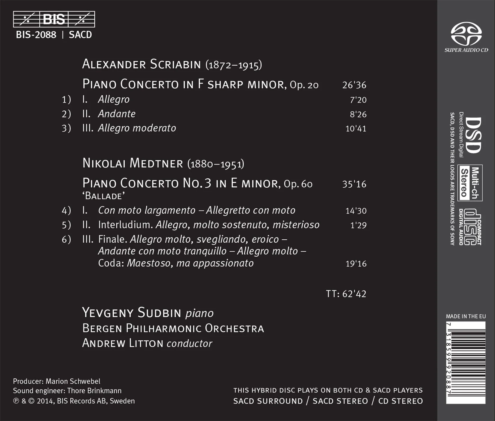 Scriabin, Medtner: Piano Concertos / Sudbin, Litton - Image 2