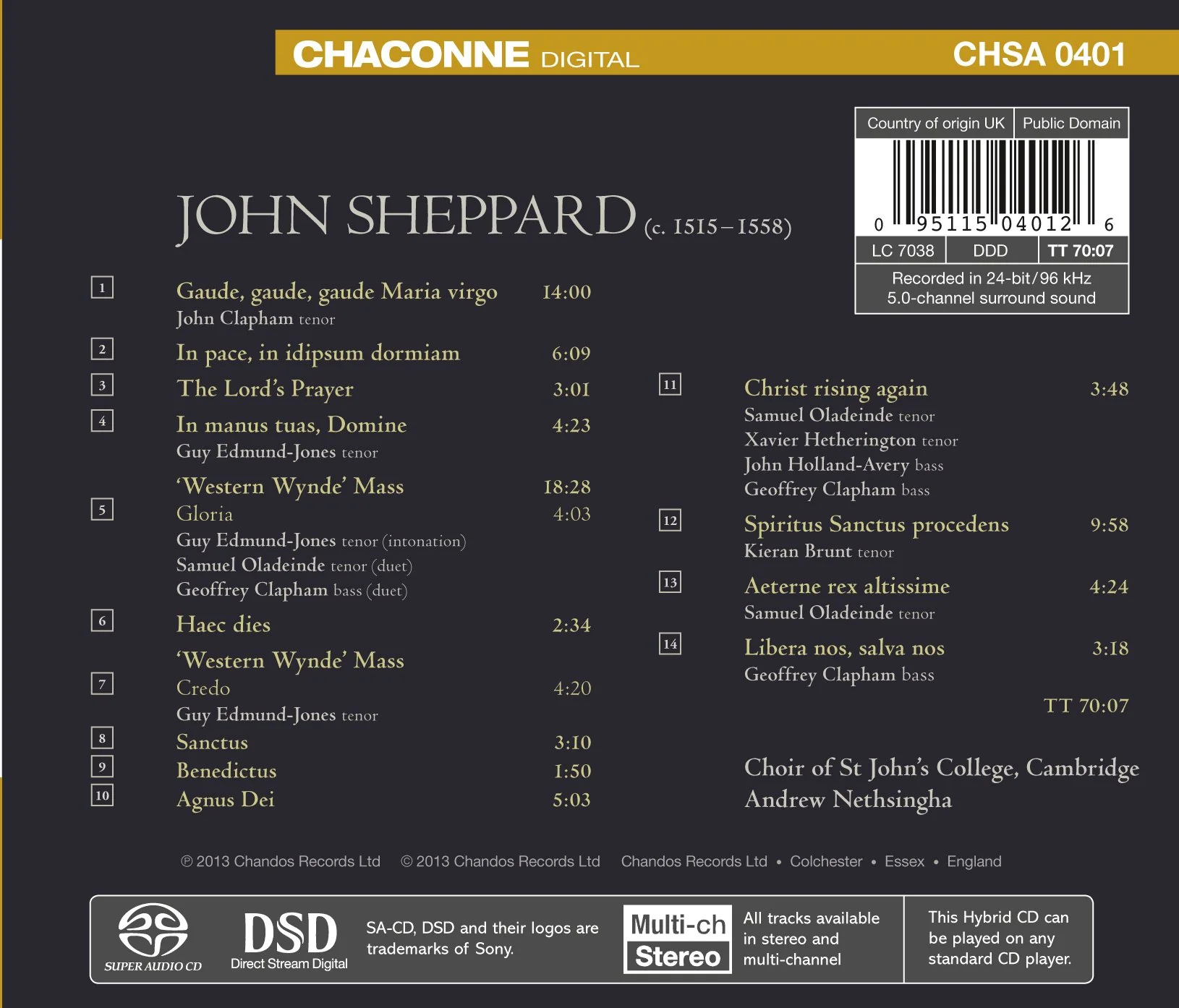 Sheppard: Gaude, Gaude, Gaude Maria / Sheppard, Choir of St John's College Cambridge - Image 2