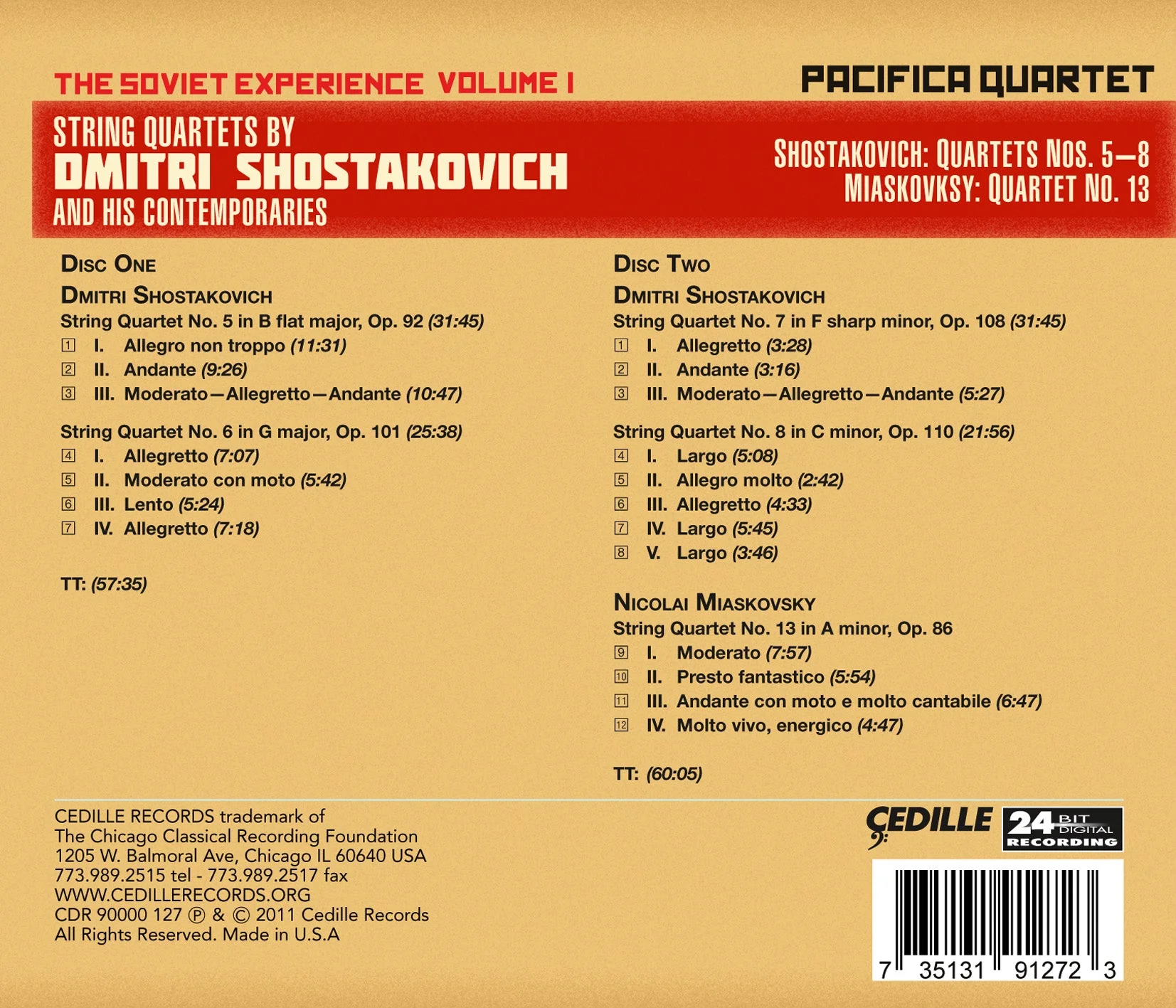 Shostakovich & Myaskovsky: String Quartets / Pacifica Quartet - Image 2