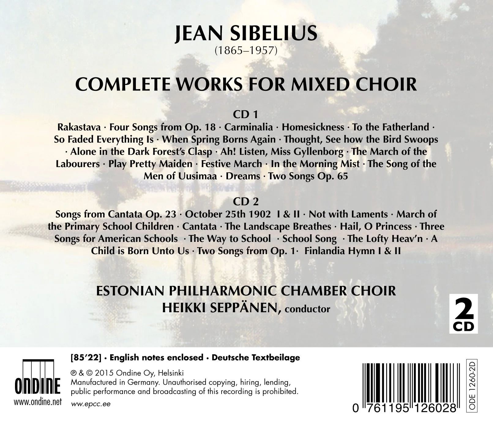 Sibelius: Complete Works for Mixed Choir / Seppänen, Estonian Philharmonic Chamber Choir - Image 2