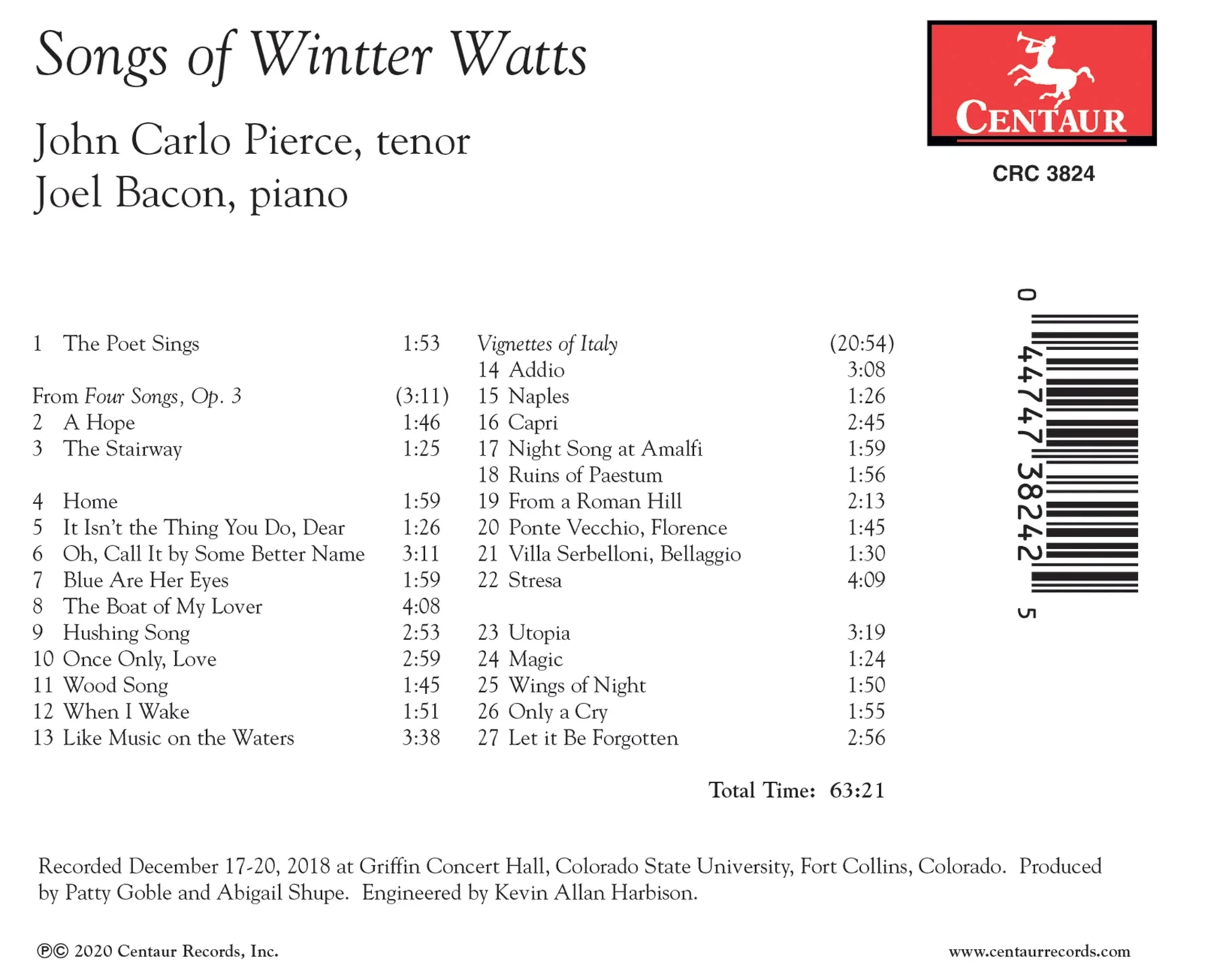 Songs Of Wintter Watts / John Carlo Pierce, Joel Bacon - Image 2