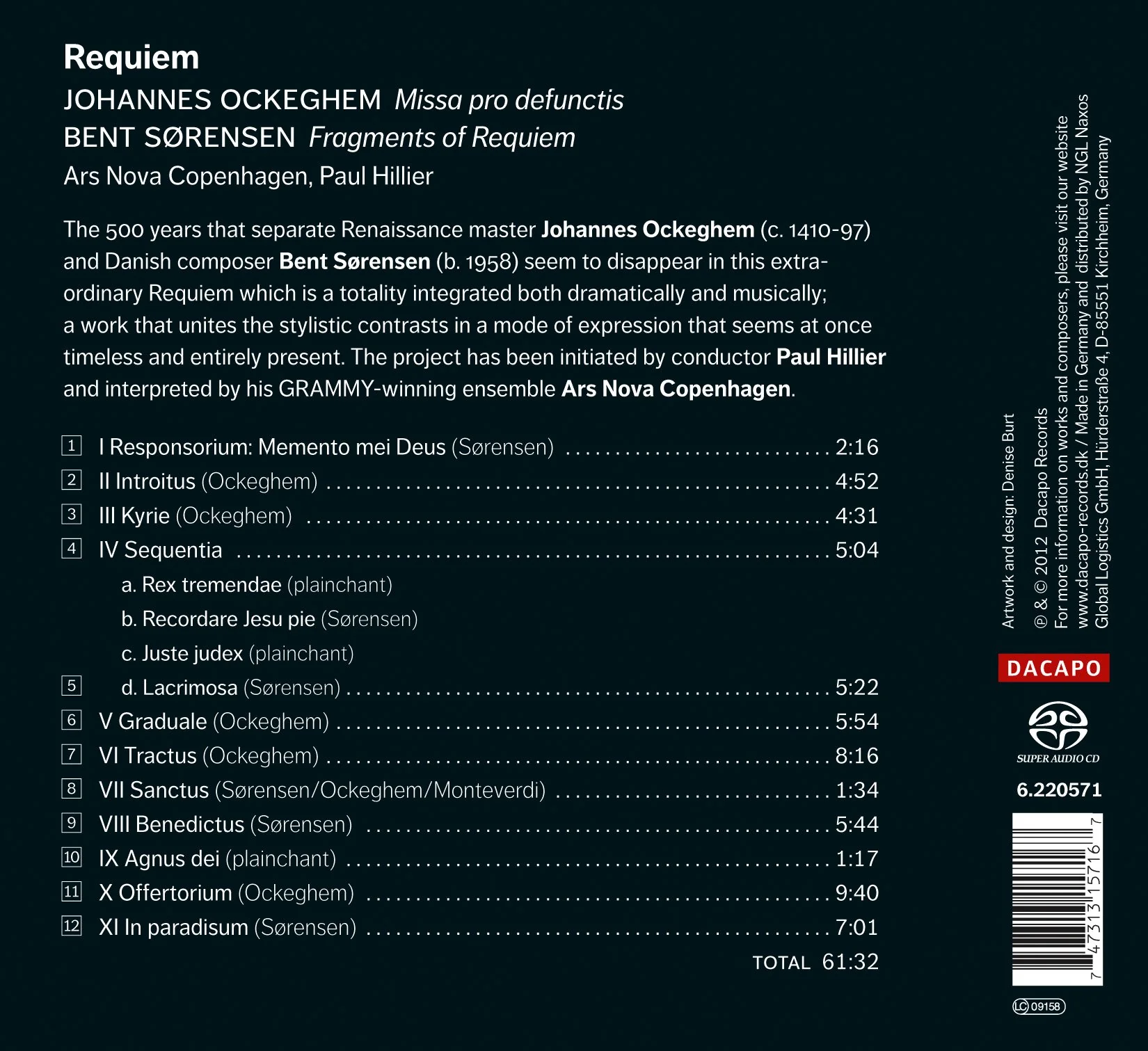 Sorensen,  Ockeghem: Requiem / Hillier, Ars Nova Copenhagen - Image 2