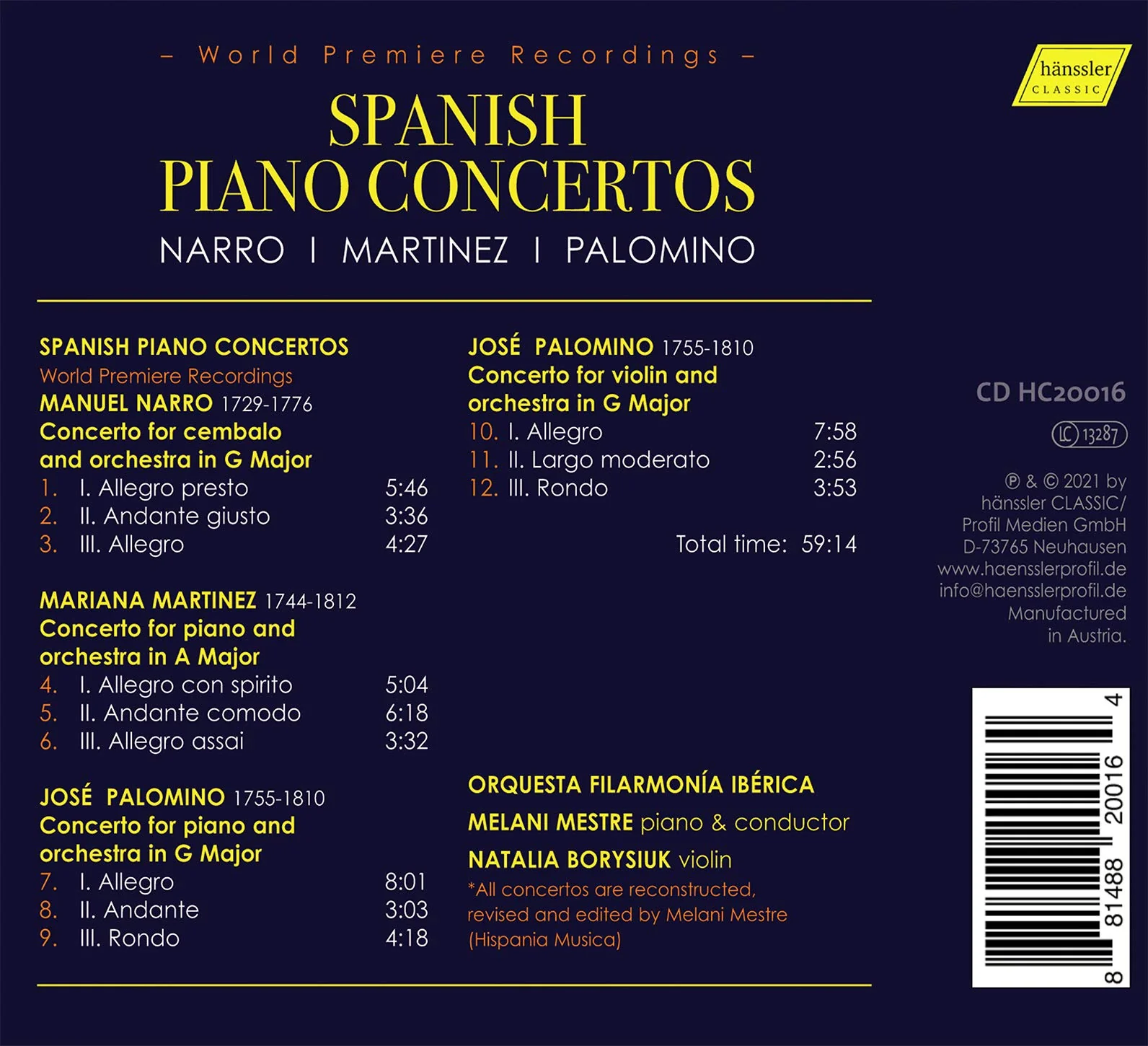 Spanish Piano Concertos / Melani Mestre, Orquesta Filarmonia Iberica - Image 2