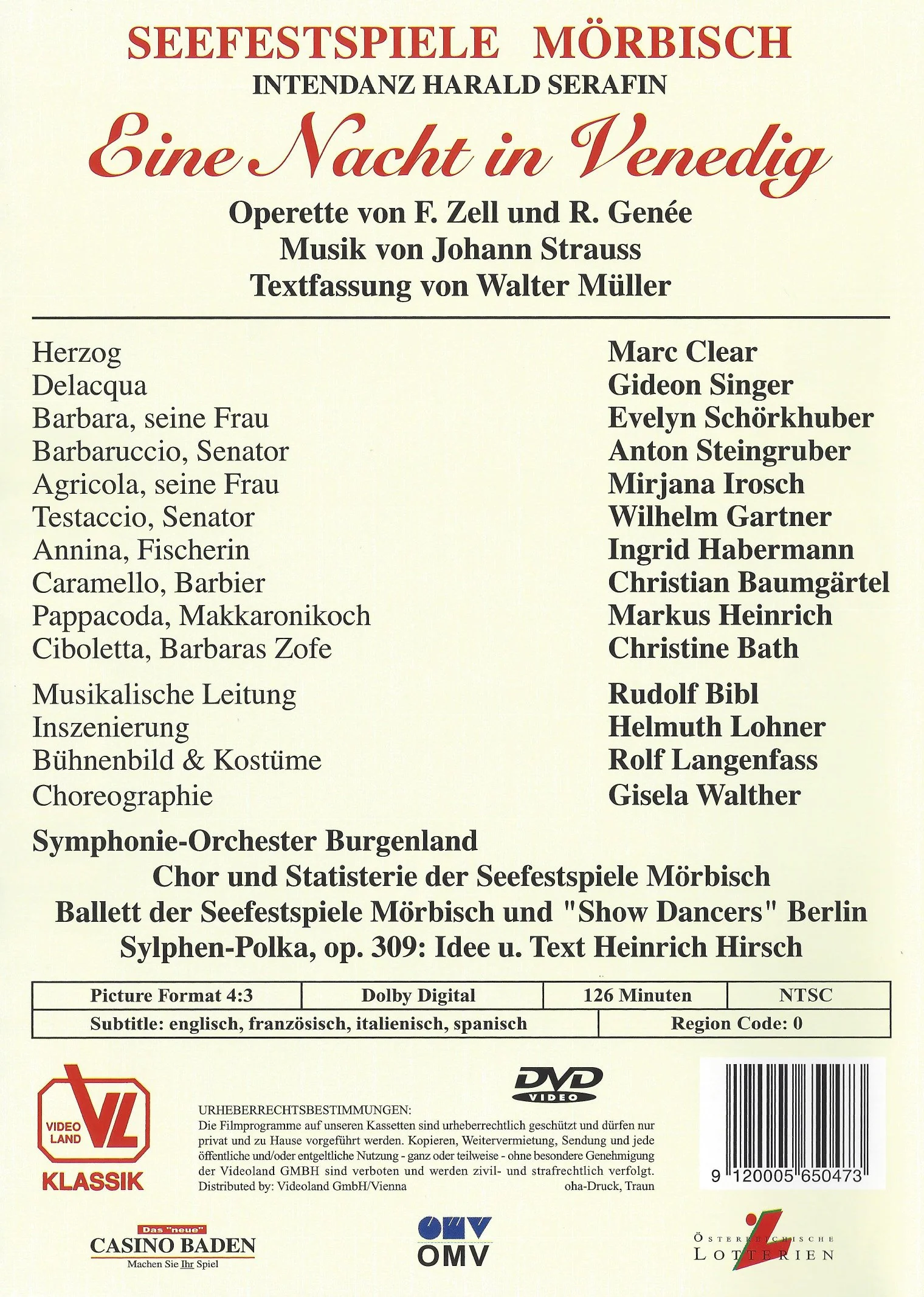 Strauss: Eine Nacht In Venedig / Clear, Singer, Schorkhuber, Irosch - Image 2