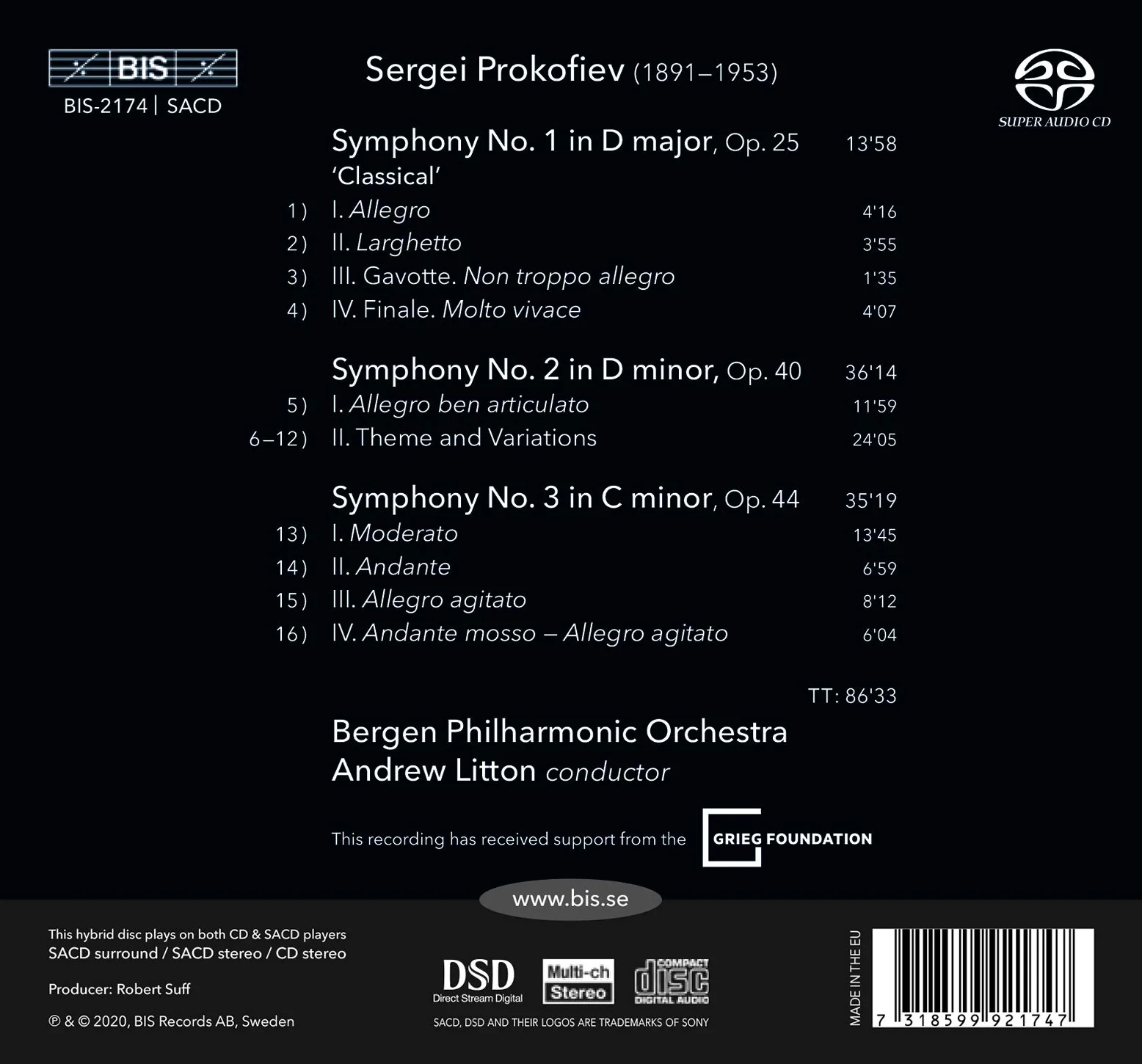 Prokofiev: Symphonies Nos. 1-3 / Litton, Bergen Philharmonic - Image 2
