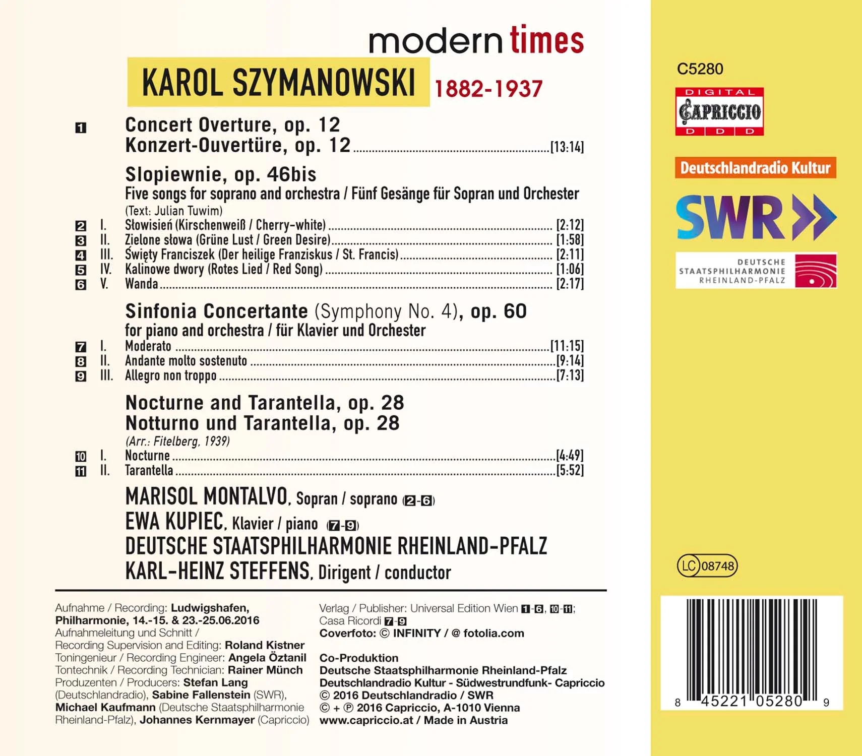 Szymanowski: Concert Overture, Sinfonia Concertante, etc. / Steffens, Deutsche Staatsphilharmonie - Image 2