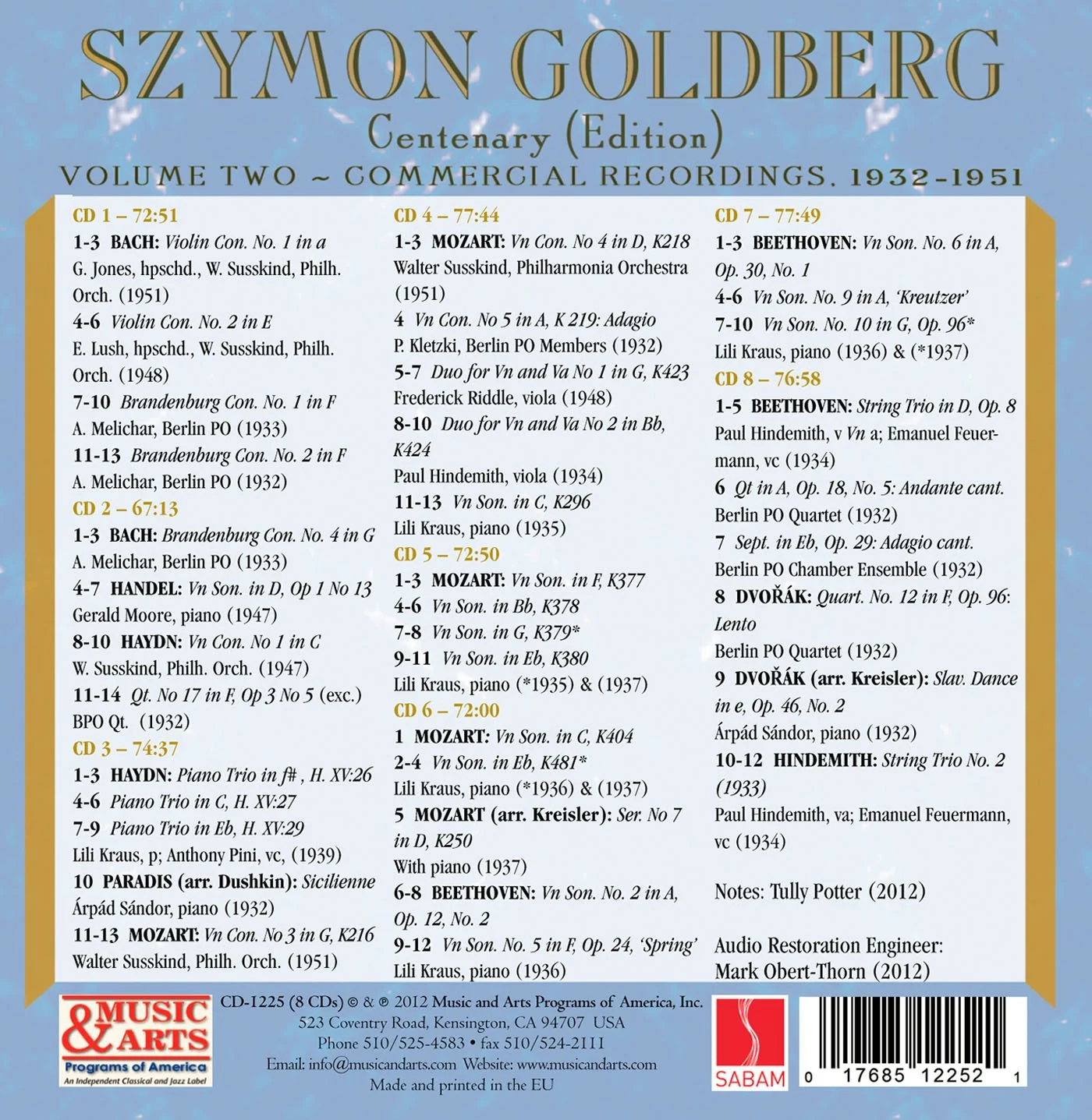 Szymon Goldberg Vol 2 - Commercial Recordings 1932-1951 - Image 2