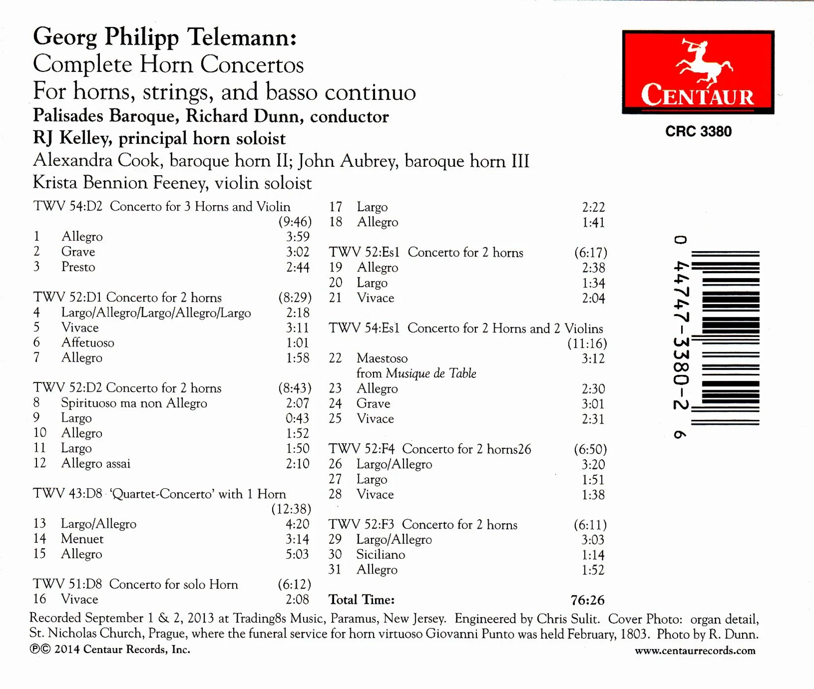 Telemann: Complete Horn Concertos for Horns, Strings & Basso - Image 2