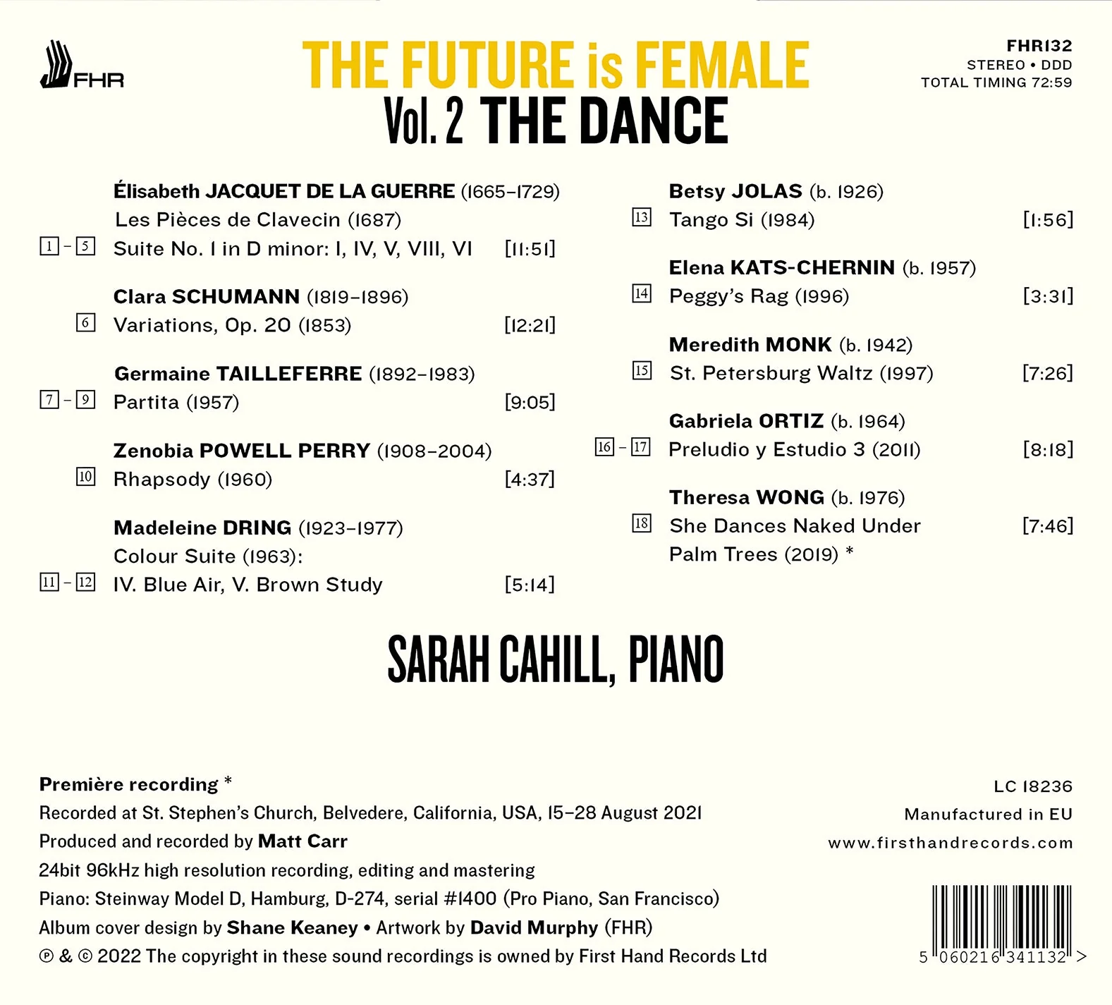 The Future is Female, Vol. 2: The Dance - Piano Music, 1600s-Now / Cahill - Image 2