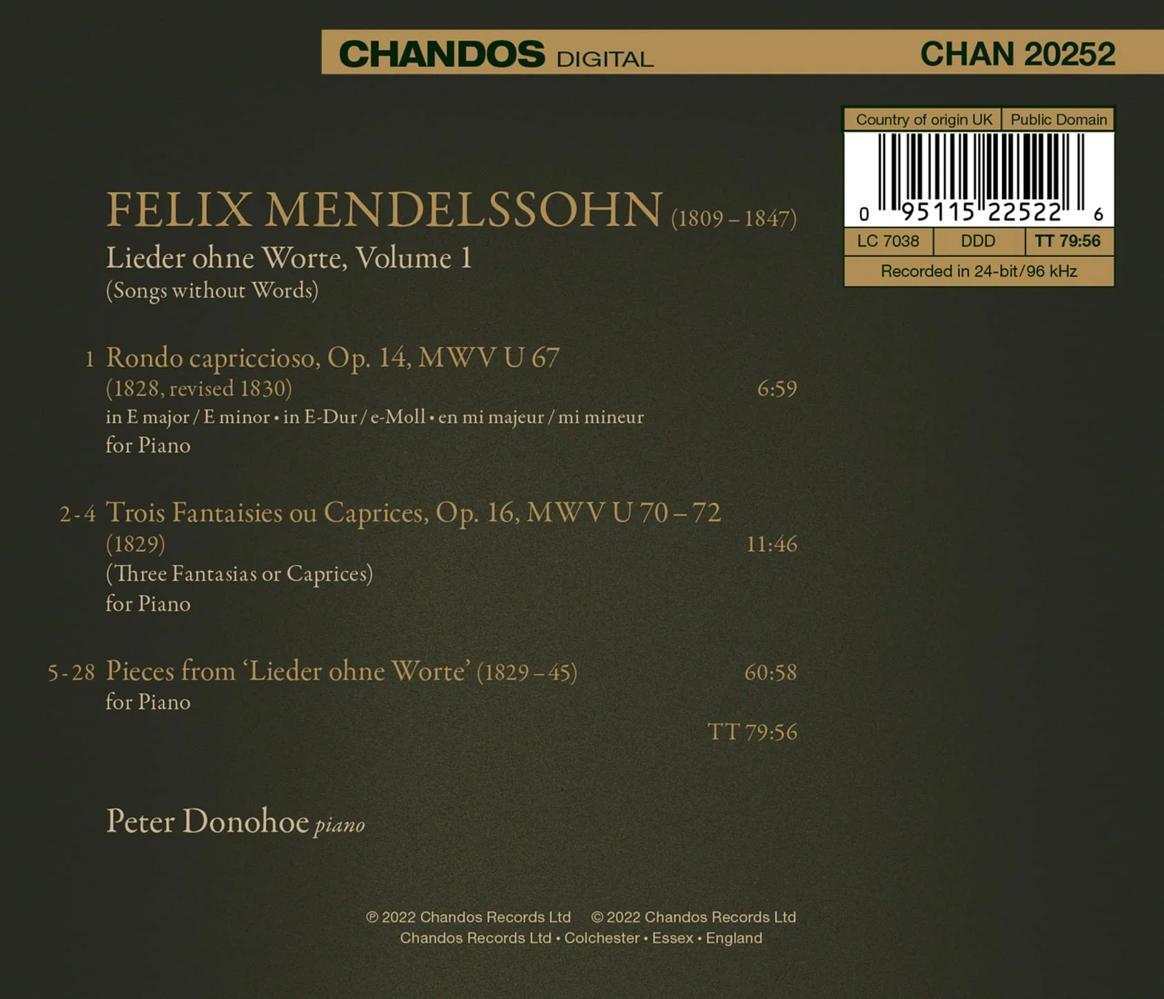 Mendelssohn: V1: Songs without Words / Donohoe - Image 2