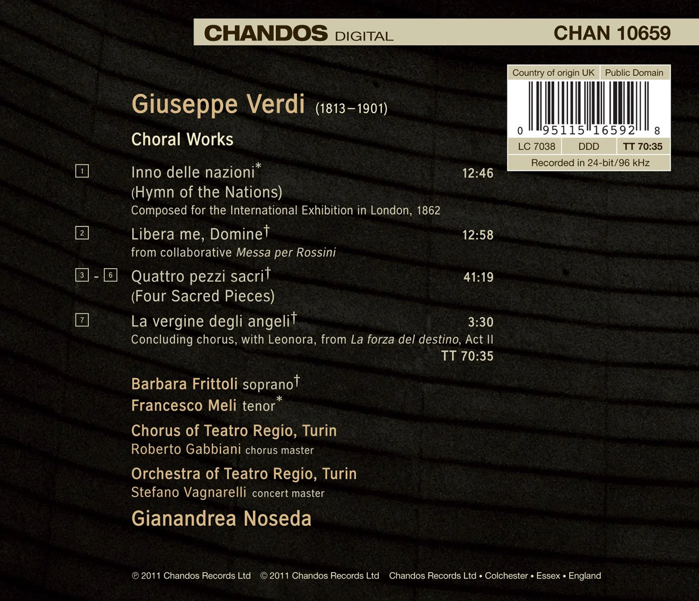Verdi: Four Sacred Pieces; Hymn Of The Nations - Image 2