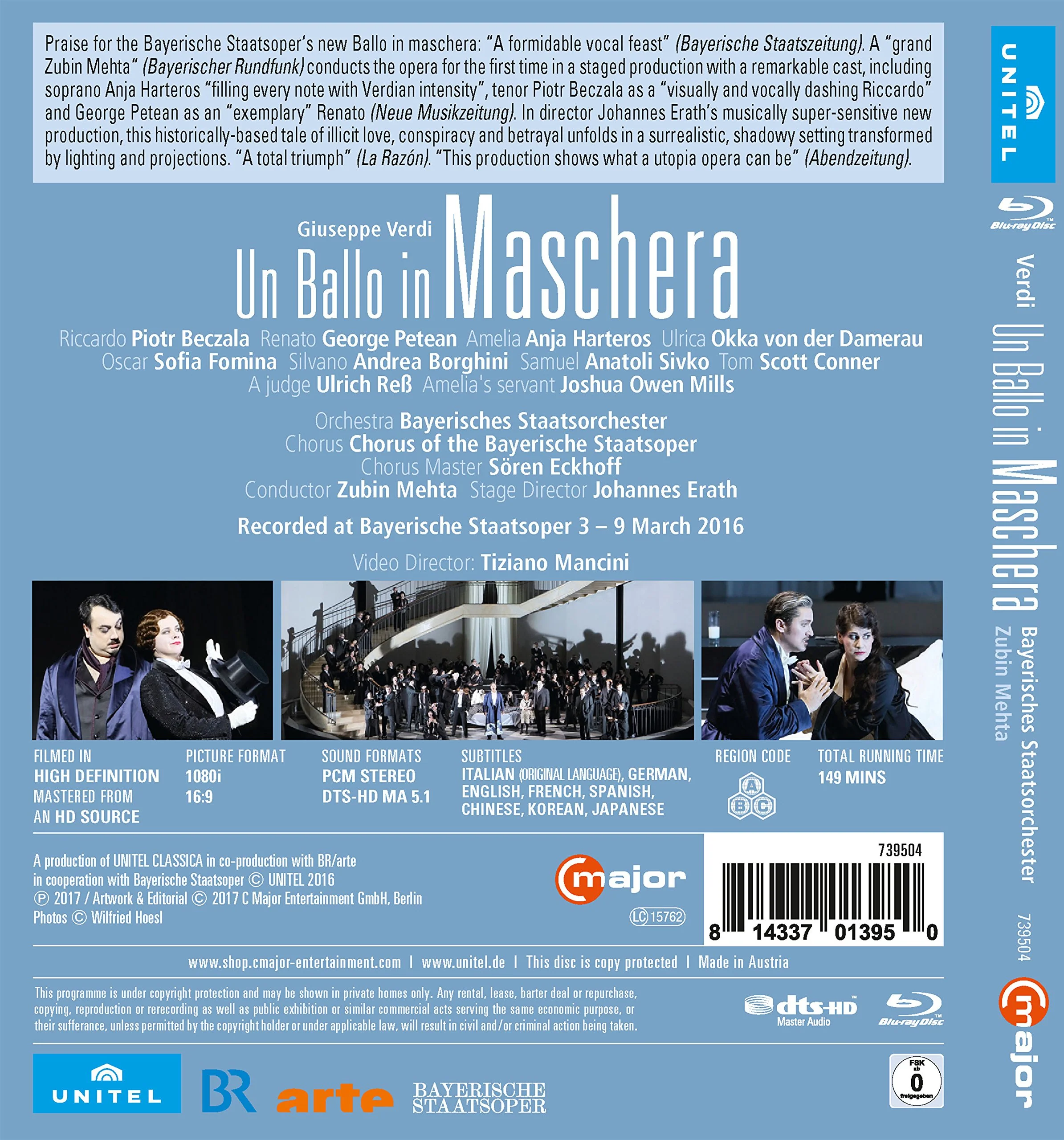 Verdi: Un ballo in maschera / Mehta, Bavarian State Orchestra [Blu-ray] - Image 2