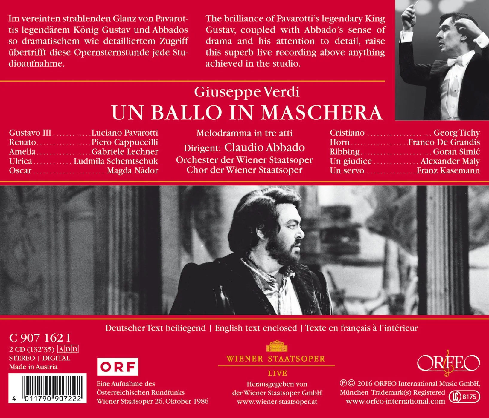 Verdi: Un ballo in maschera / Pavarotti, Abbado, Vienna State Opera - Image 2