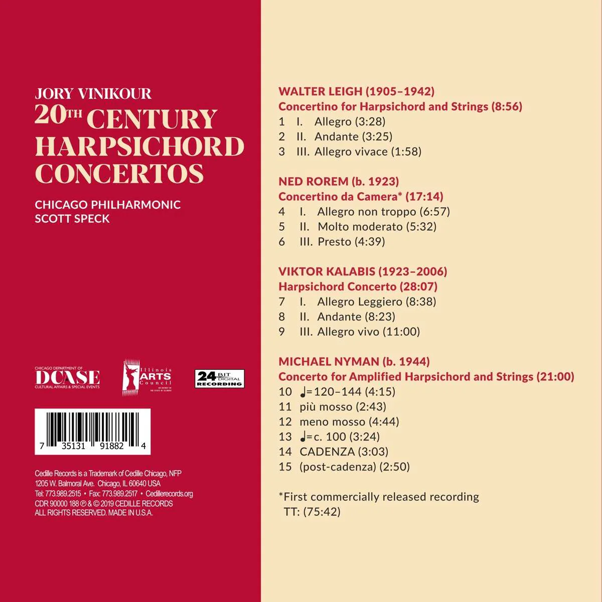 20th Century Harpsichord Concertos / Vinikour, Speck, Chicago Philharmonic - Image 2