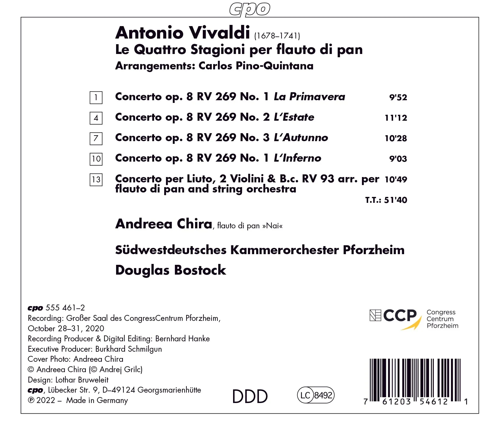 Vivaldi: The Four Seasons on Pan Flute / Chira, Bostock, Chamber Orchestra Pforzheim - Image 2