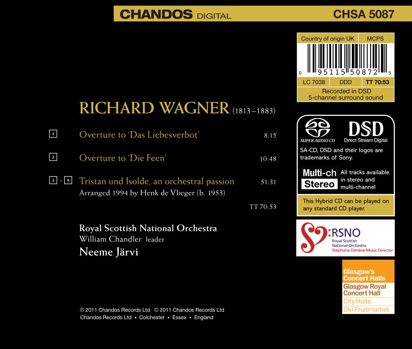 Wagner: Tristan Und Isolde, An Orchestral Passion - Arranged By Henk De Vlieger / Jarvi, RSNO - Image 2