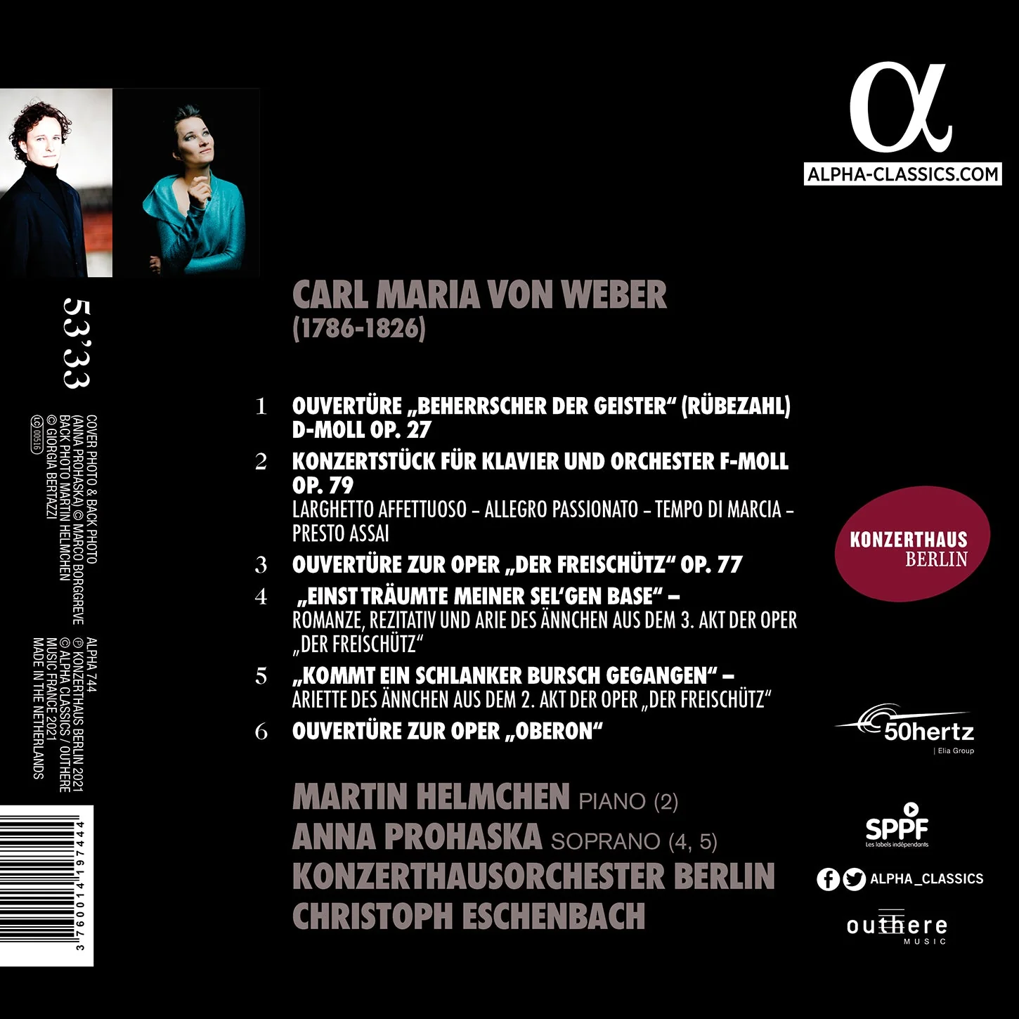 Weber / Helmchen, Prohaska, Eschenbach, Berlin Concert House Orchestra - Image 2